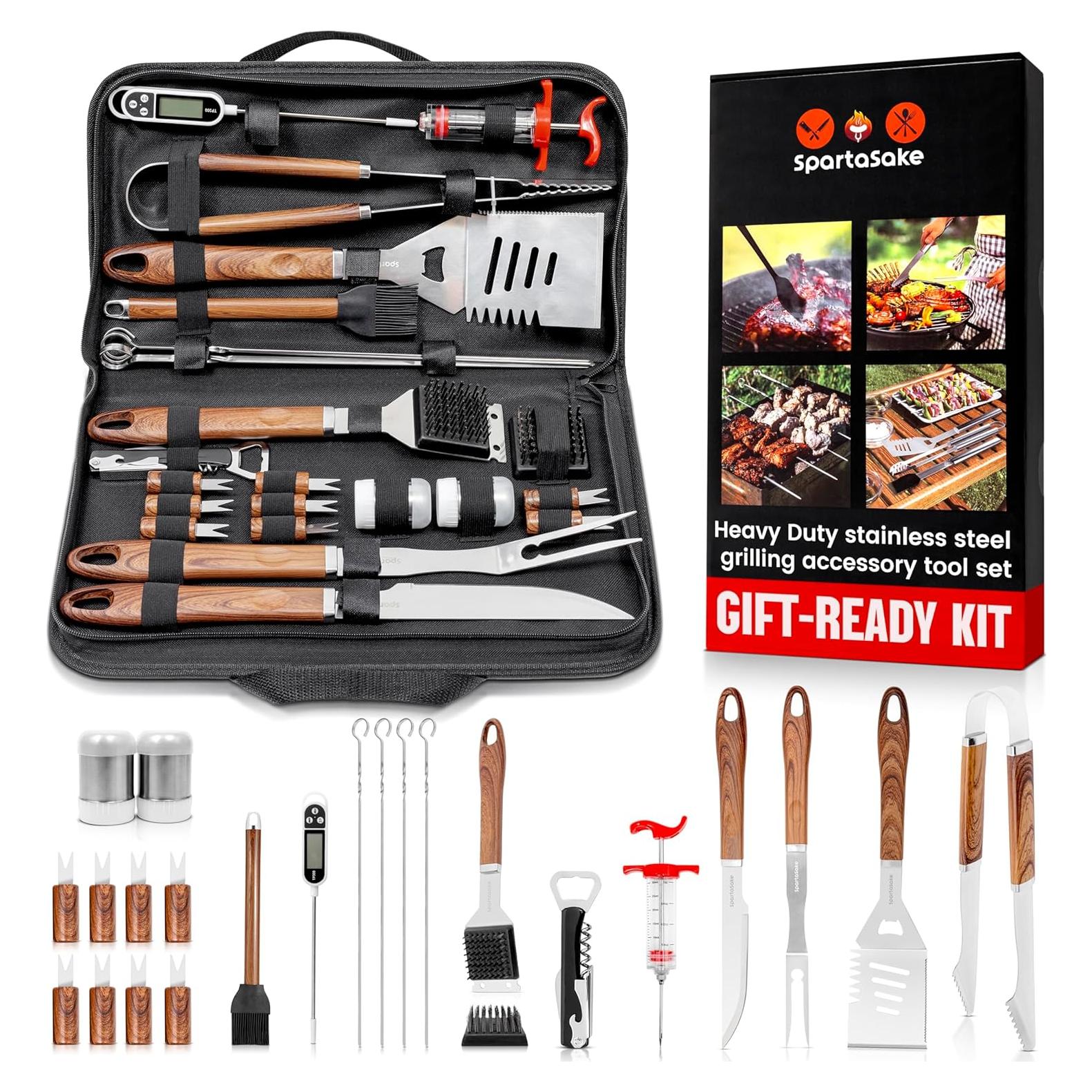 Kit de Herramientas de Barbacoa SpartaSake 24 Piezas Acero Inoxidable