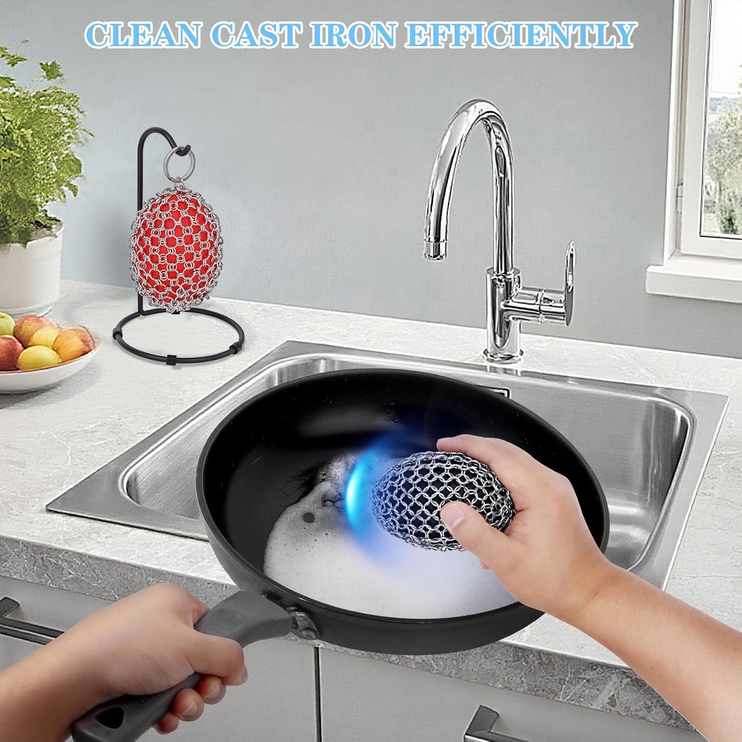 Estropajo de Acero Inoxidable XIBIGEYE con Raspador - Negro