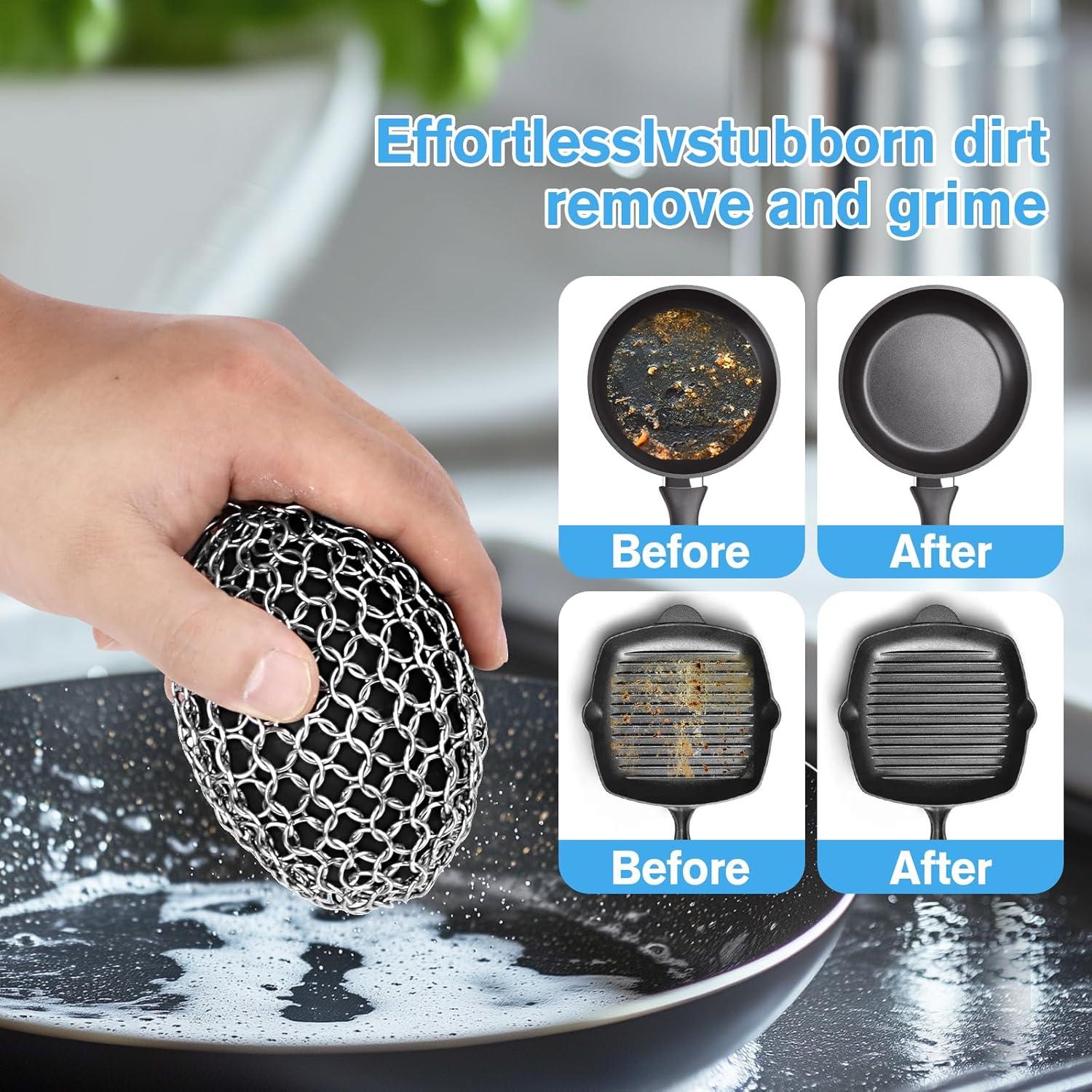 Estropajo de Acero Inoxidable XIBIGEYE con Raspador - Negro