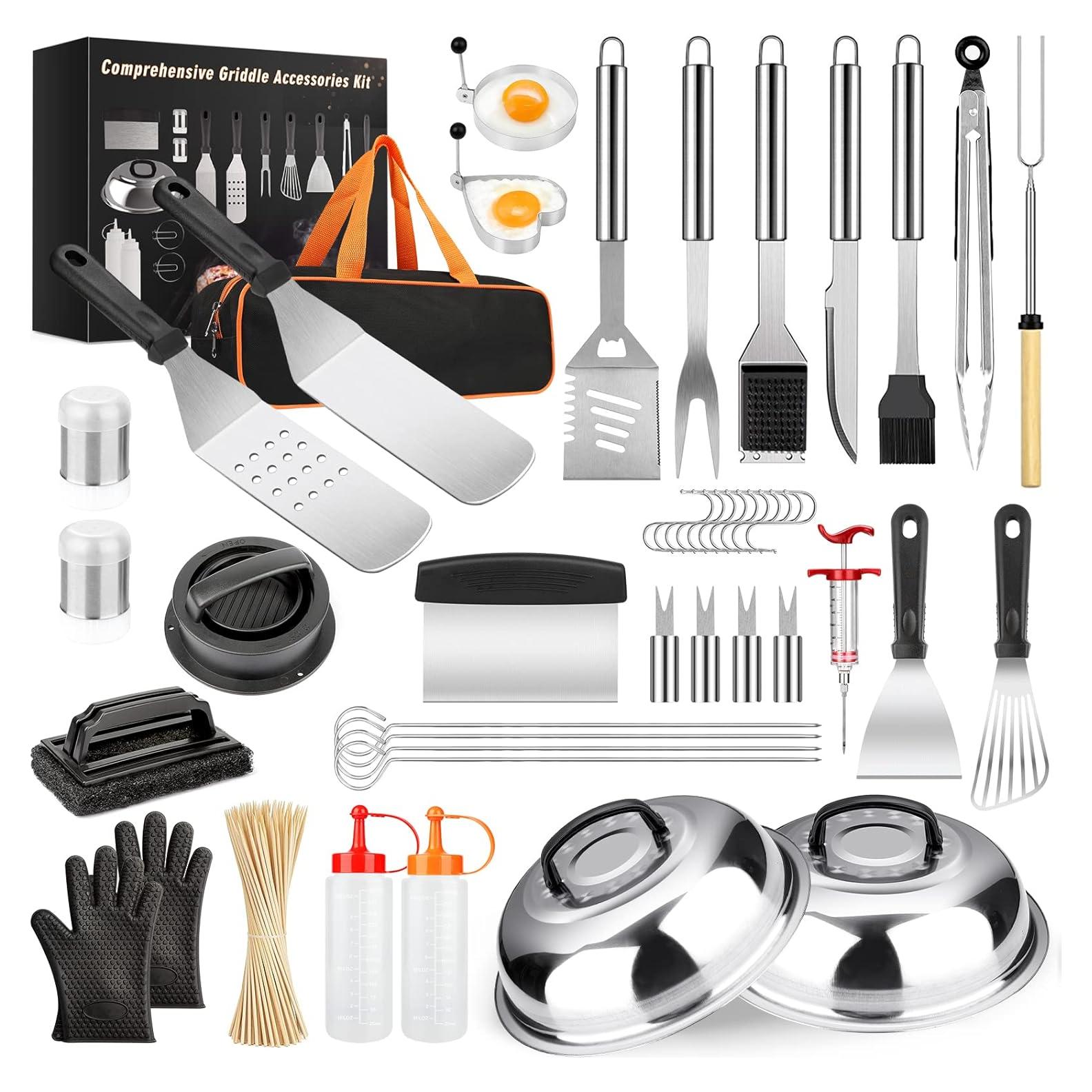 Kit de Accesorios para Parrilla Yekale 144 Piezas Acero Inoxidable