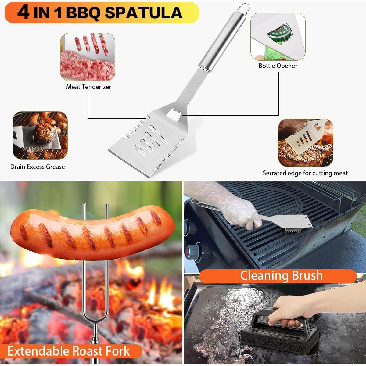 Kit de Accesorios para Parrilla Yekale 144 Piezas Acero Inoxidable