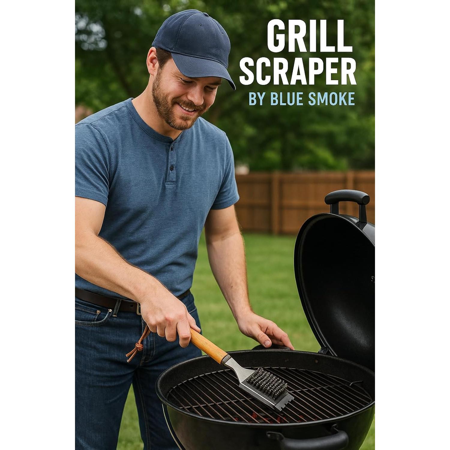 Cepillo y Raspador de Parrilla Blue Smoke - Acero Inoxidable