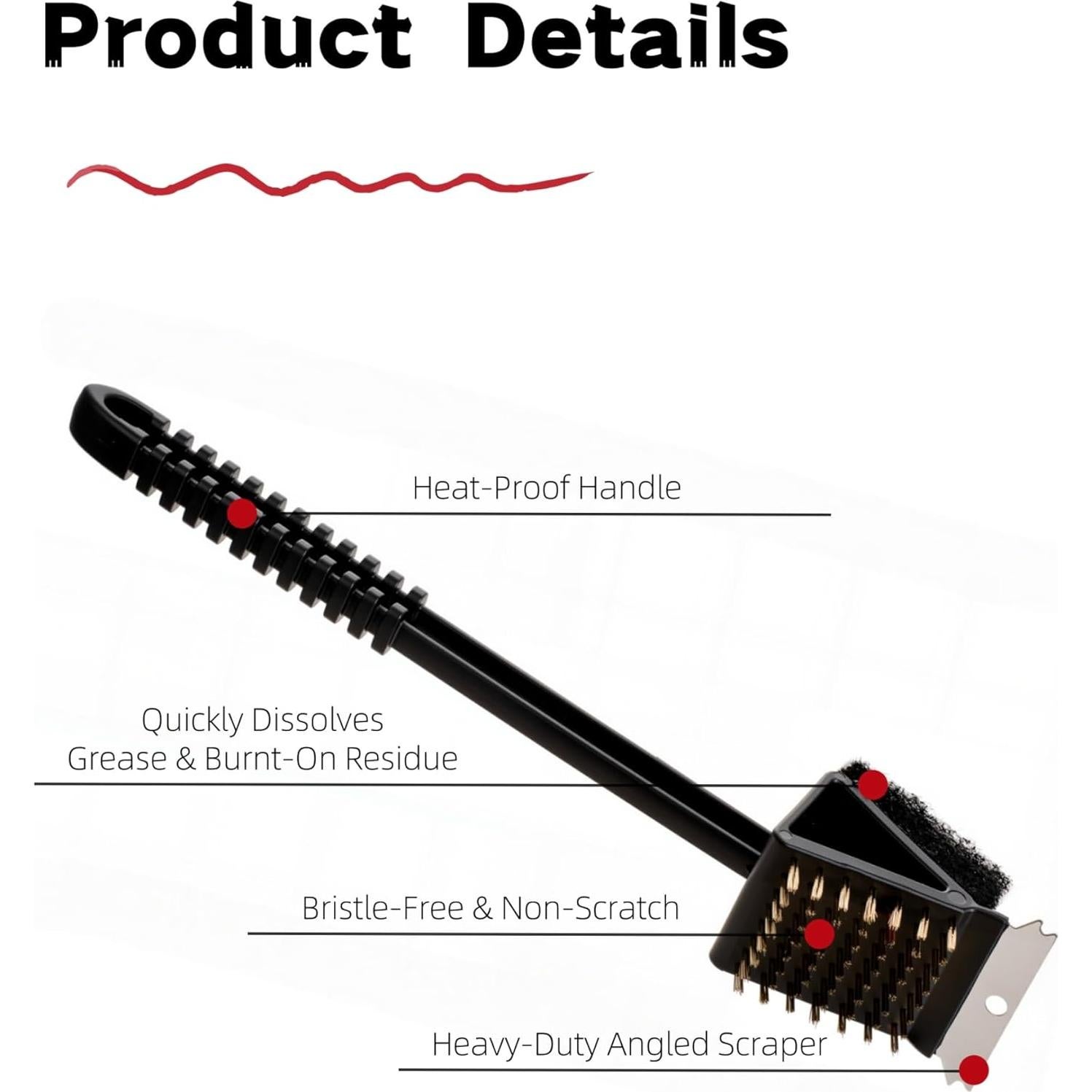 Paquete de 2 cepillos de limpieza para parrilla Genérico 3 en 1