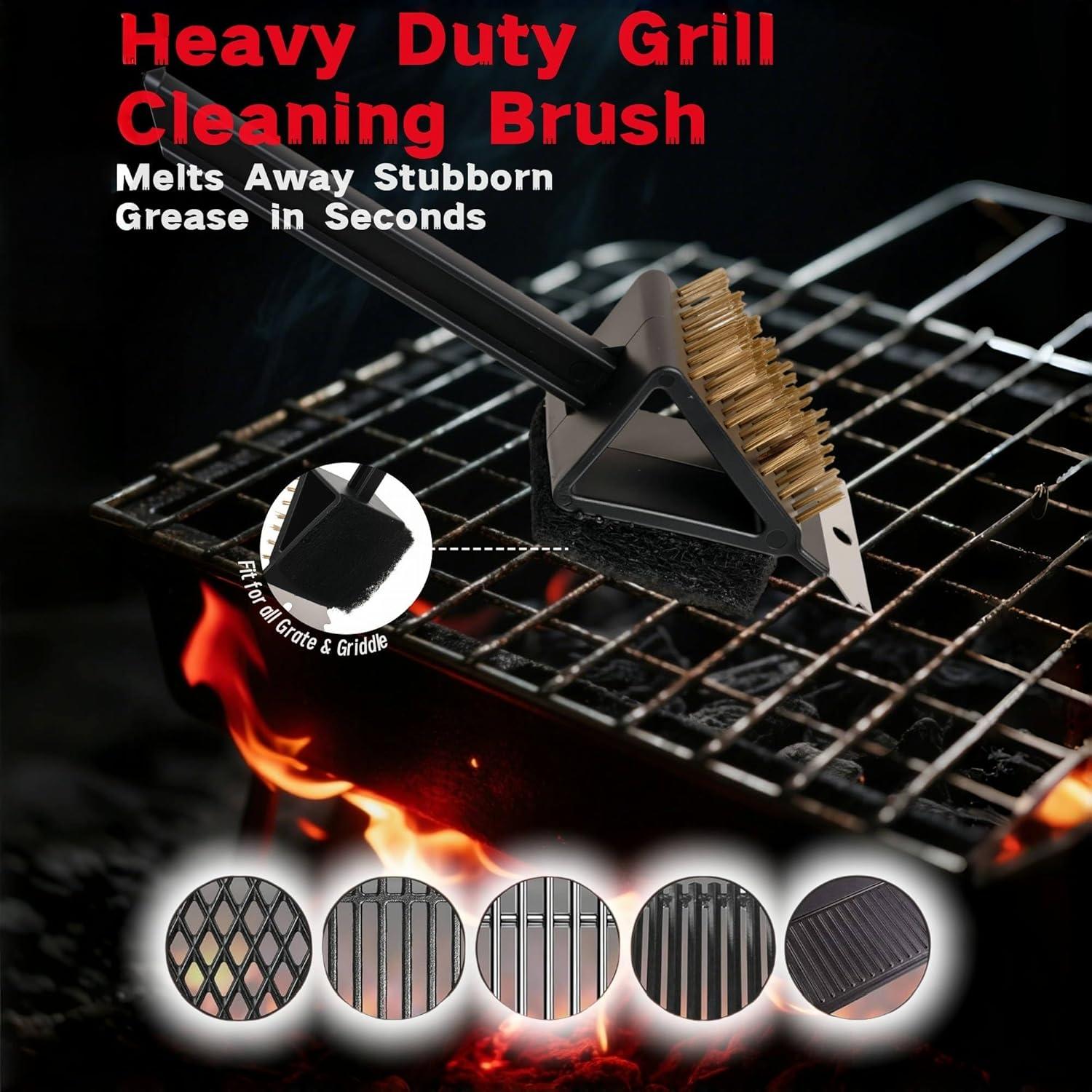 Paquete de 2 cepillos de limpieza para parrilla Genérico 3 en 1