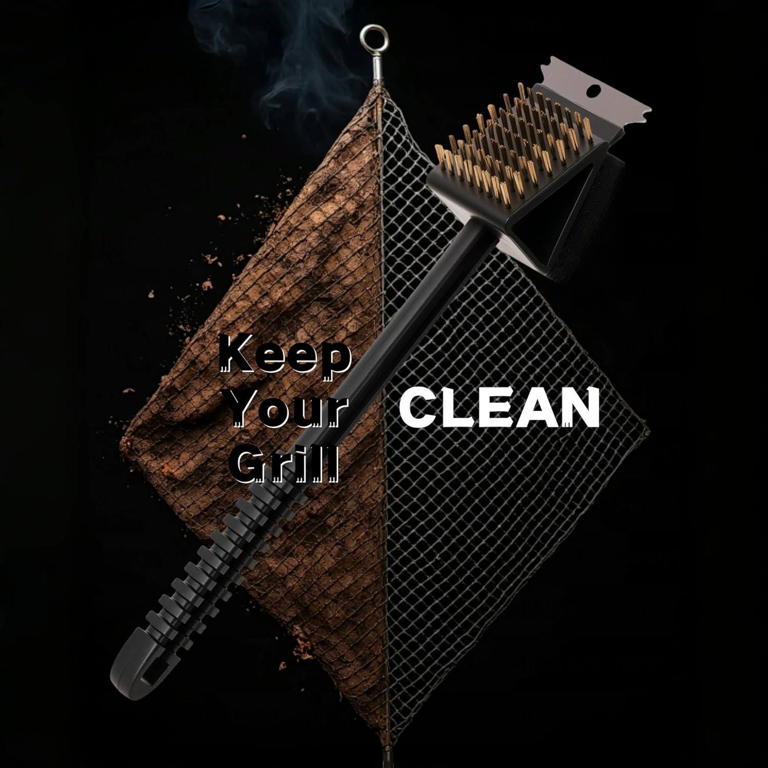 Paquete de 2 cepillos de limpieza para parrilla Genérico 3 en 1