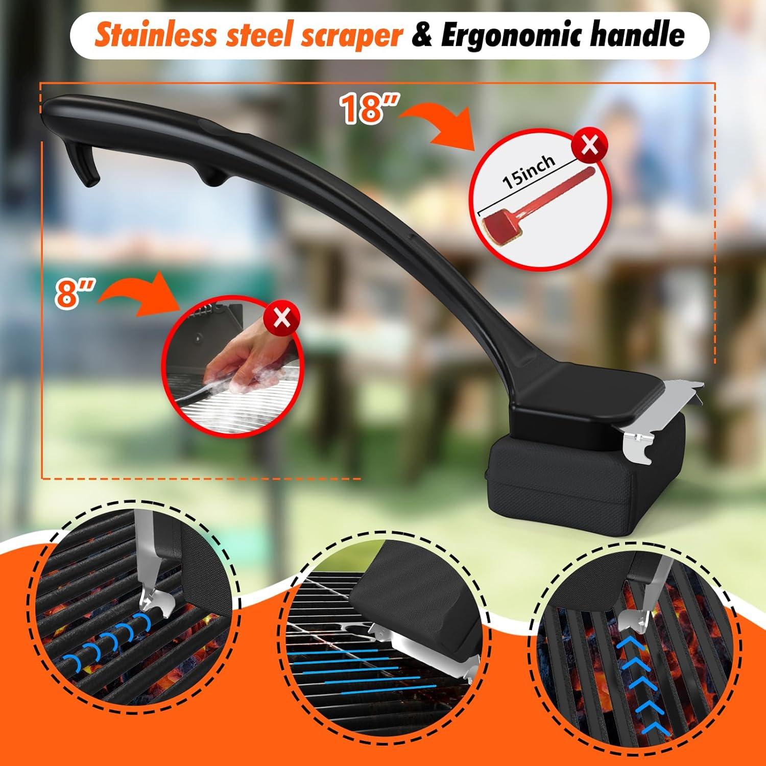 Cepillo para Parrilla Sin Cerda Mavipromax 45.72 cm con Raspador