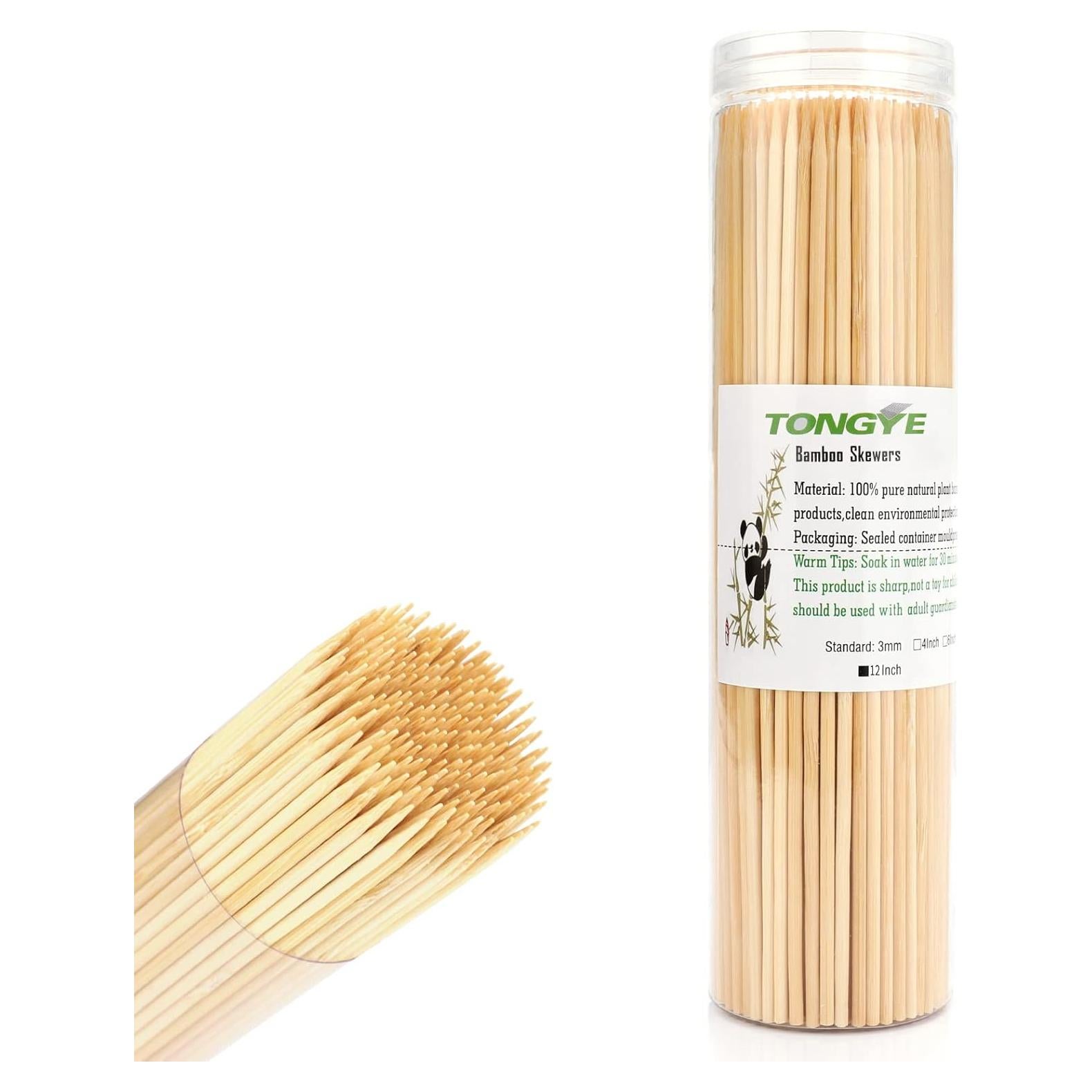 200 Pinchos de Bambú 12" TONGYE para BBQ y Aperitivos