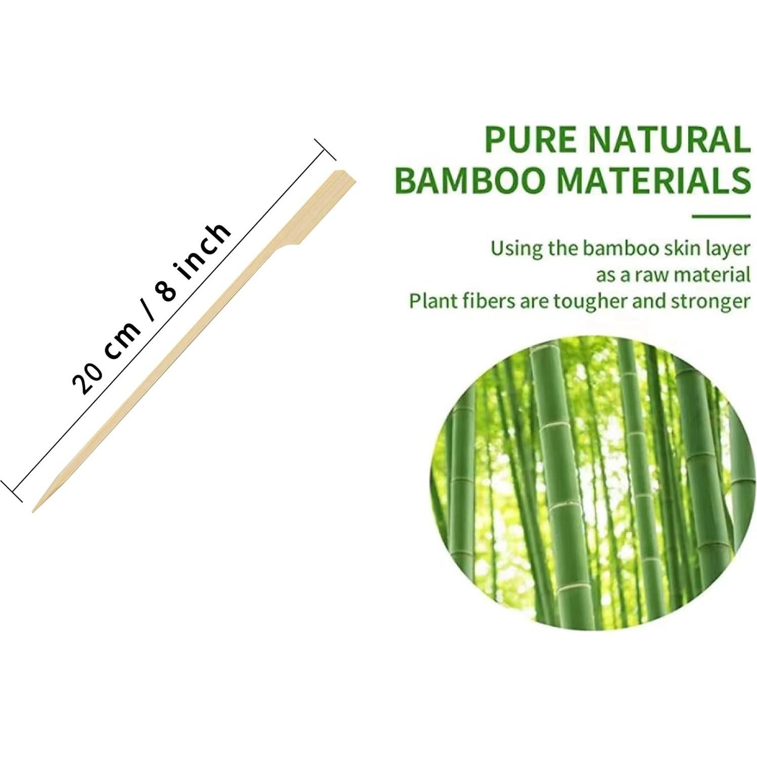 Brochetas de Bambú 20 cm PFIEIFPO 200 PCS para BBQ y Aperitivos