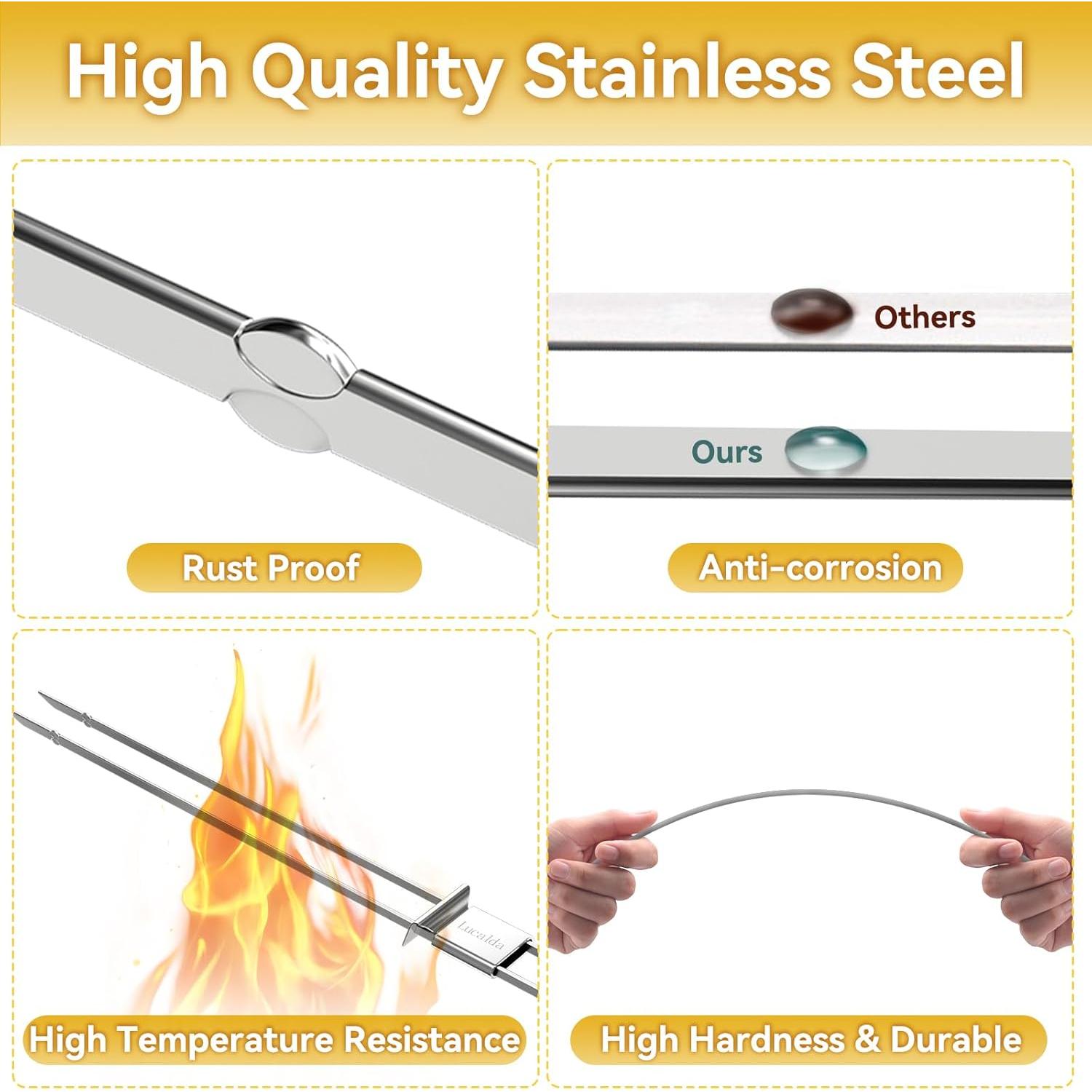 Pinchos de Acero Inoxidable Lucalda 43 cm - 6 Piezas BBQ