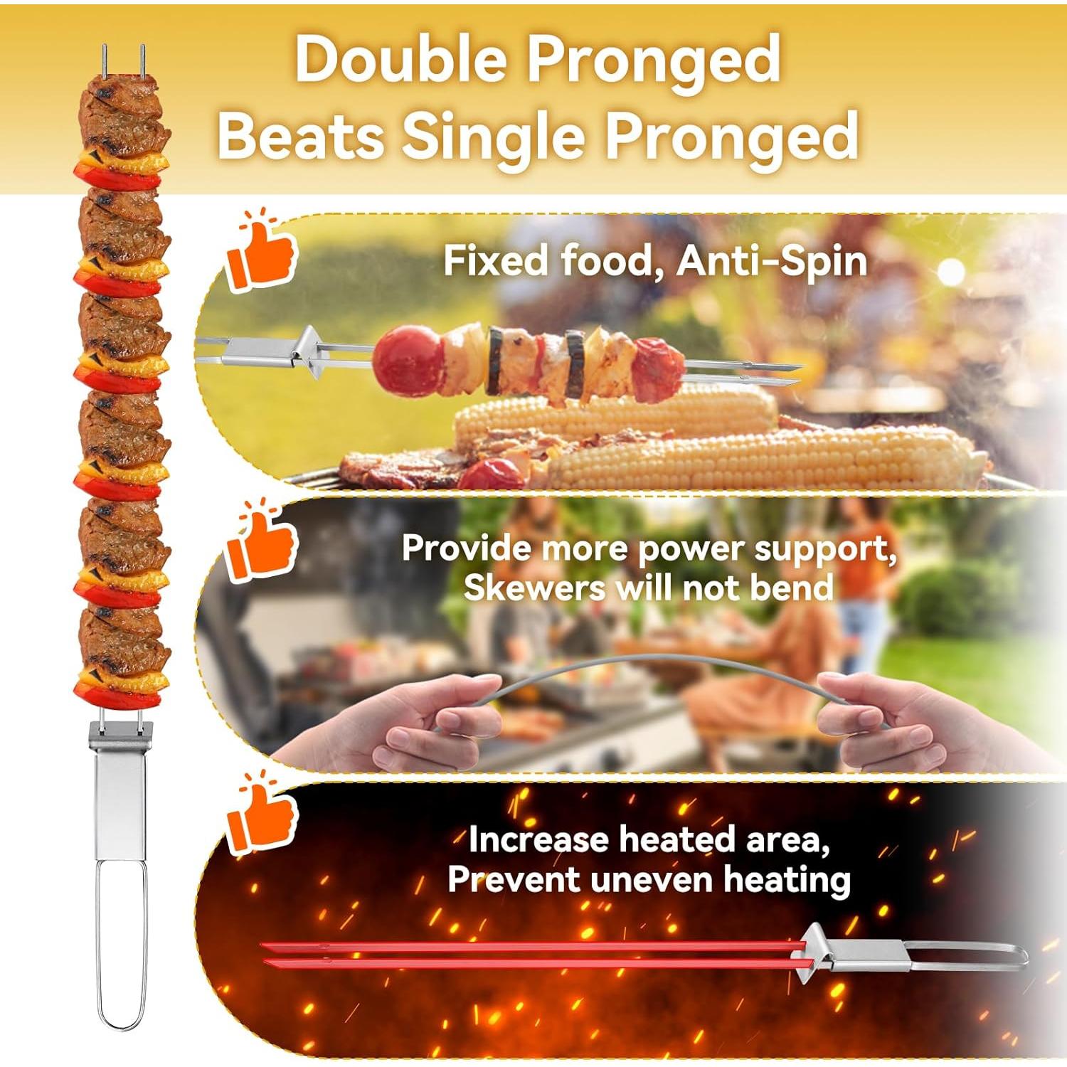 Pinchos de Acero Inoxidable Lucalda 43 cm - 6 Piezas BBQ