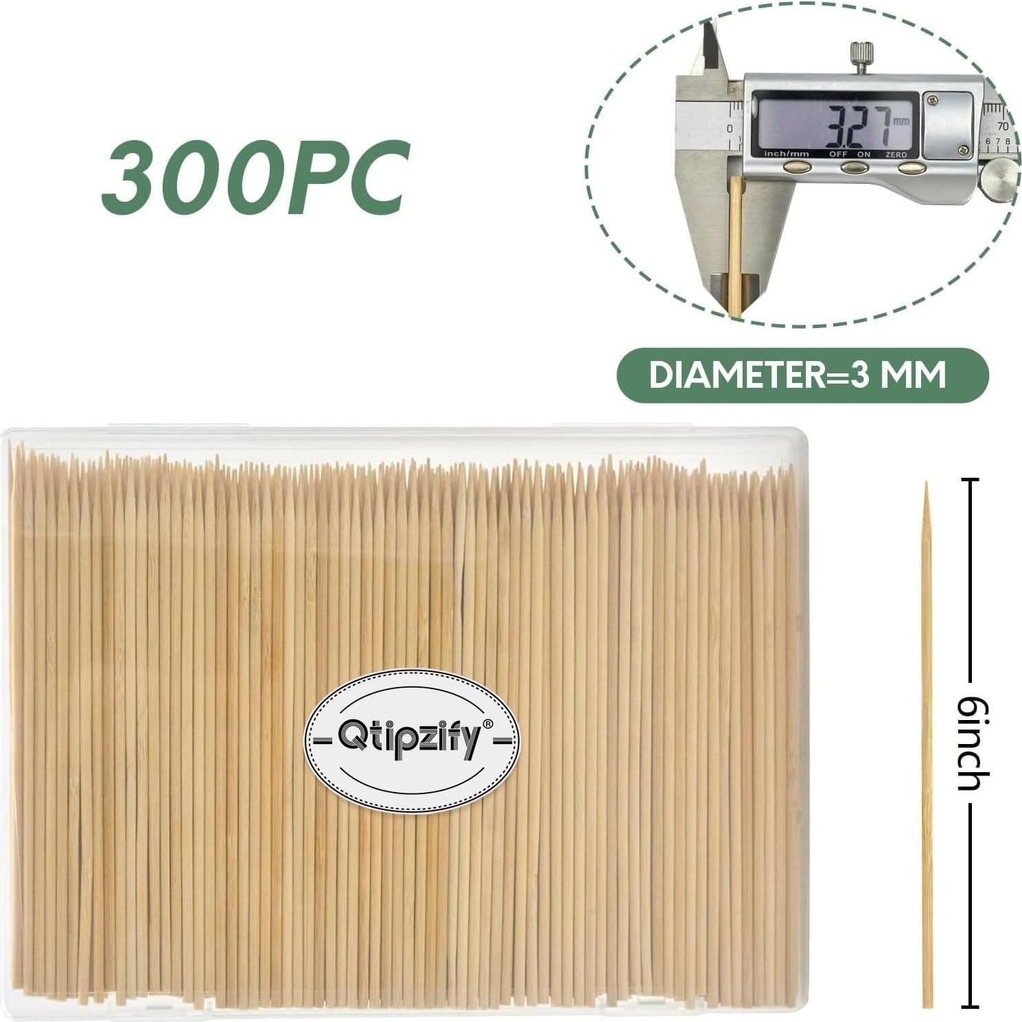 300 Pinchos de Madera de 15 cm para BBQ y Aperitivos - Youchuanghui