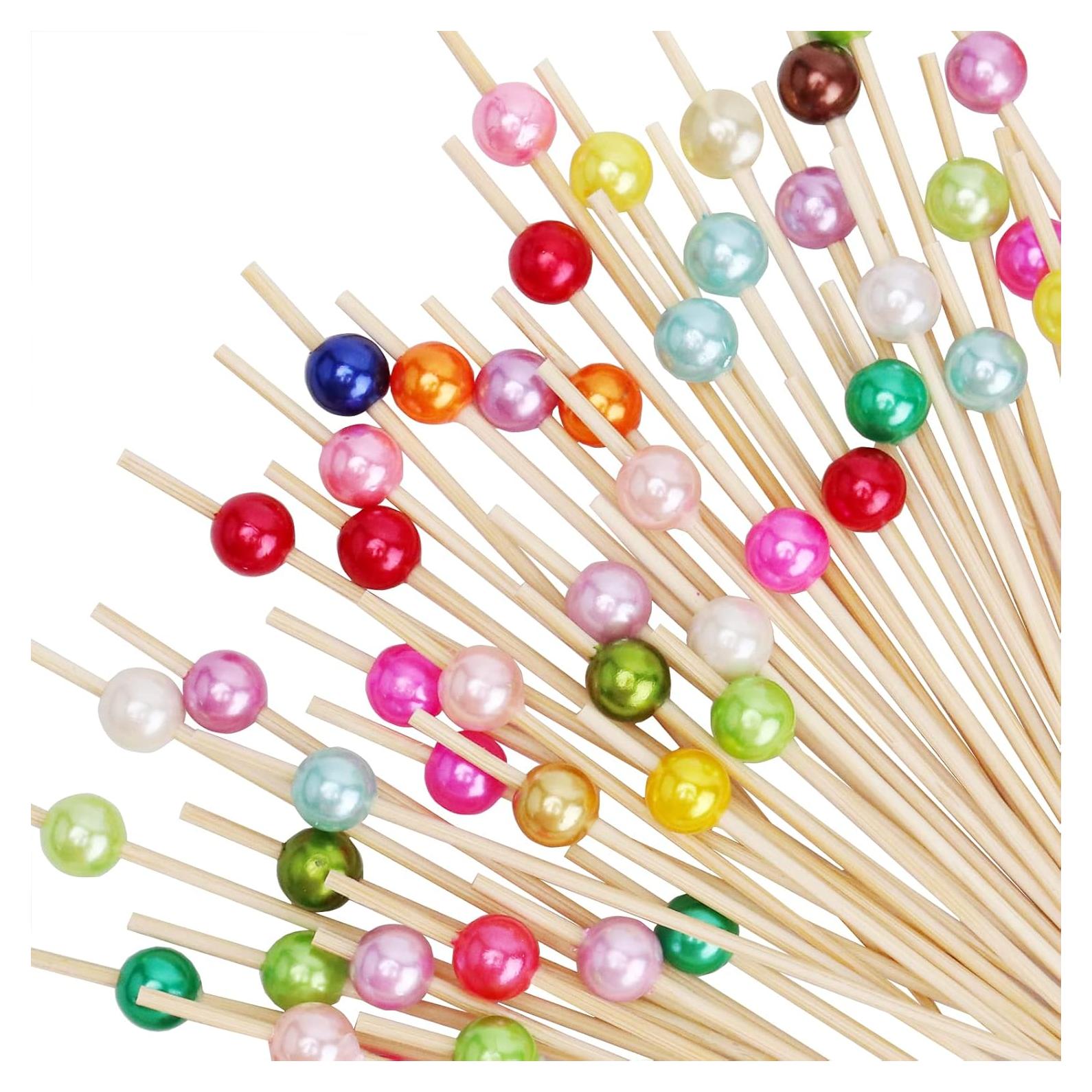 100 Palillos de Cóctel DecorWoo 11.9 cm Perlas de Color