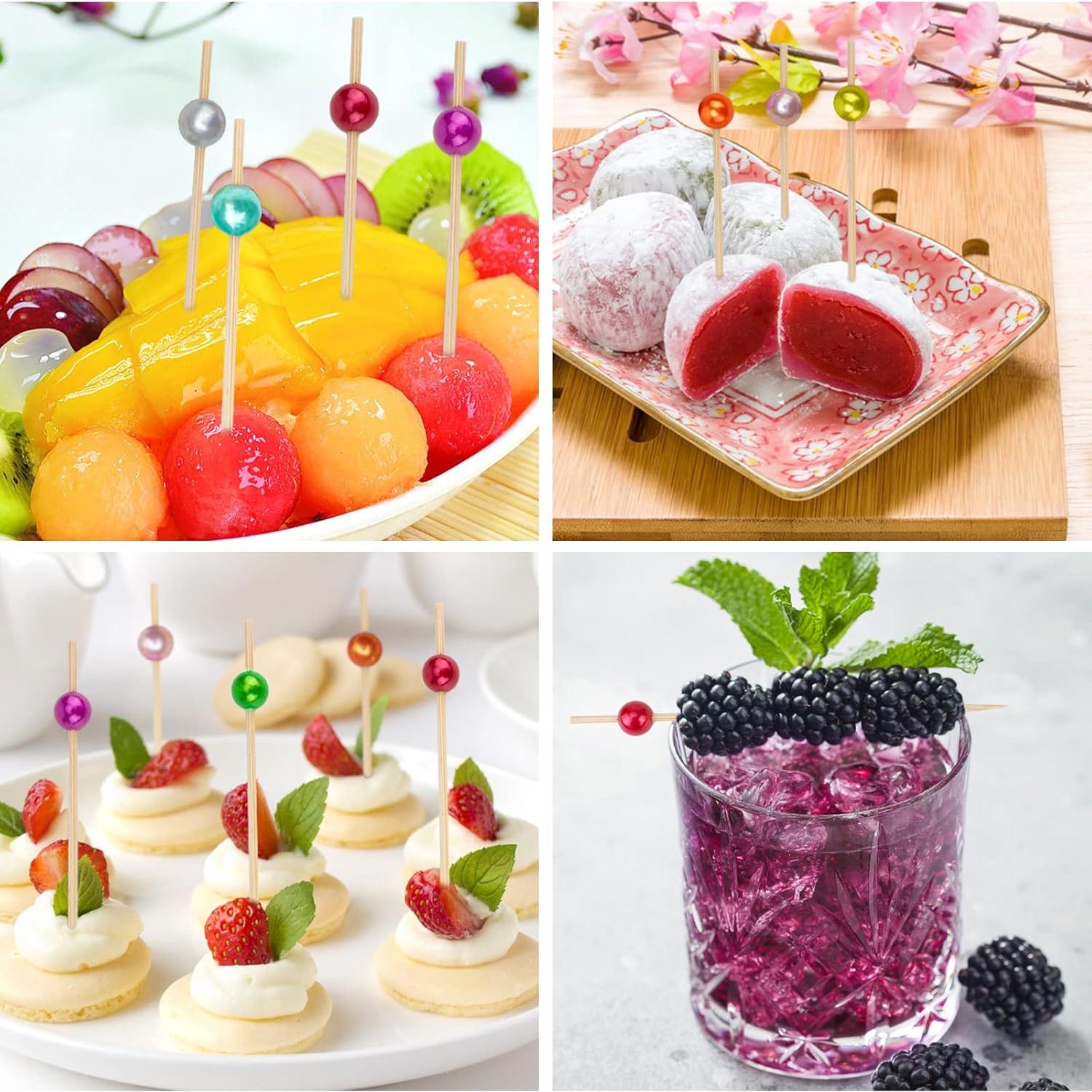 100 Palillos de Cóctel DecorWoo 11.9 cm Perlas de Color