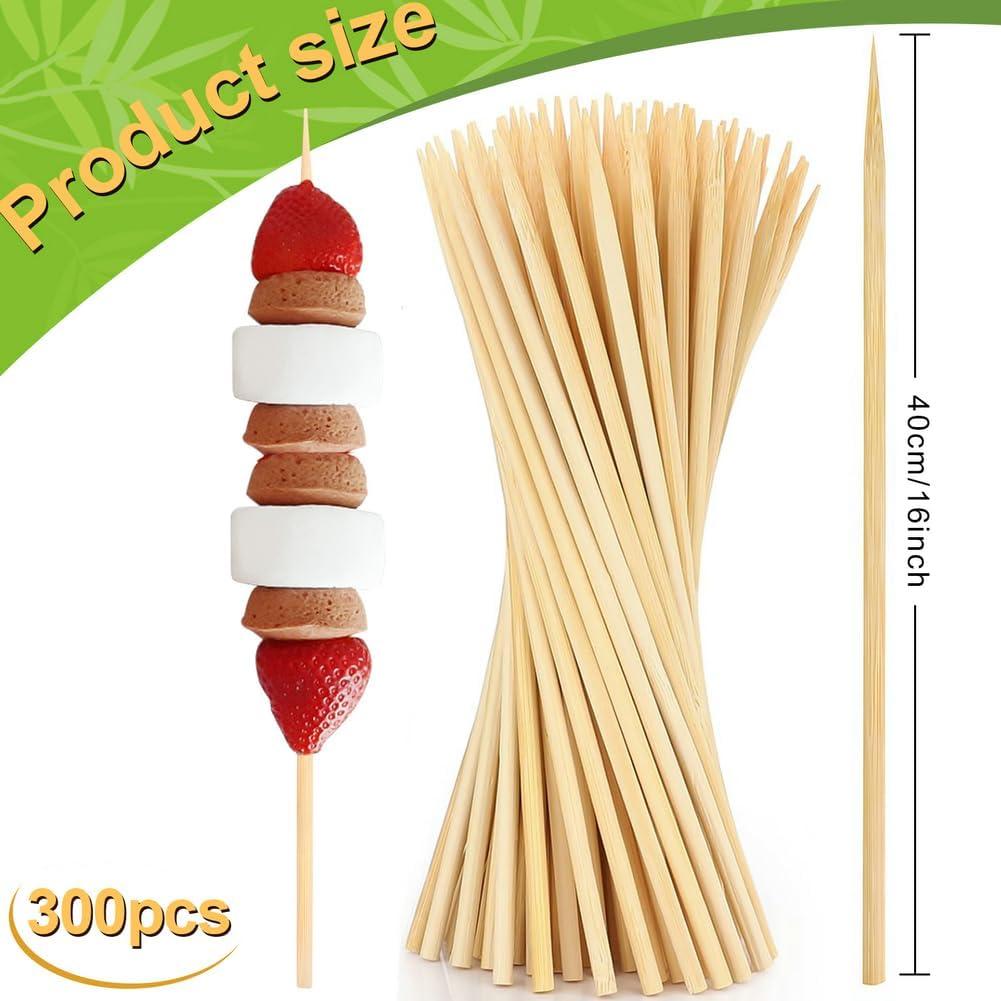 300 Palitos de Bambú Natural 40.64 cm PEOUWNES para BBQ y Fiestas