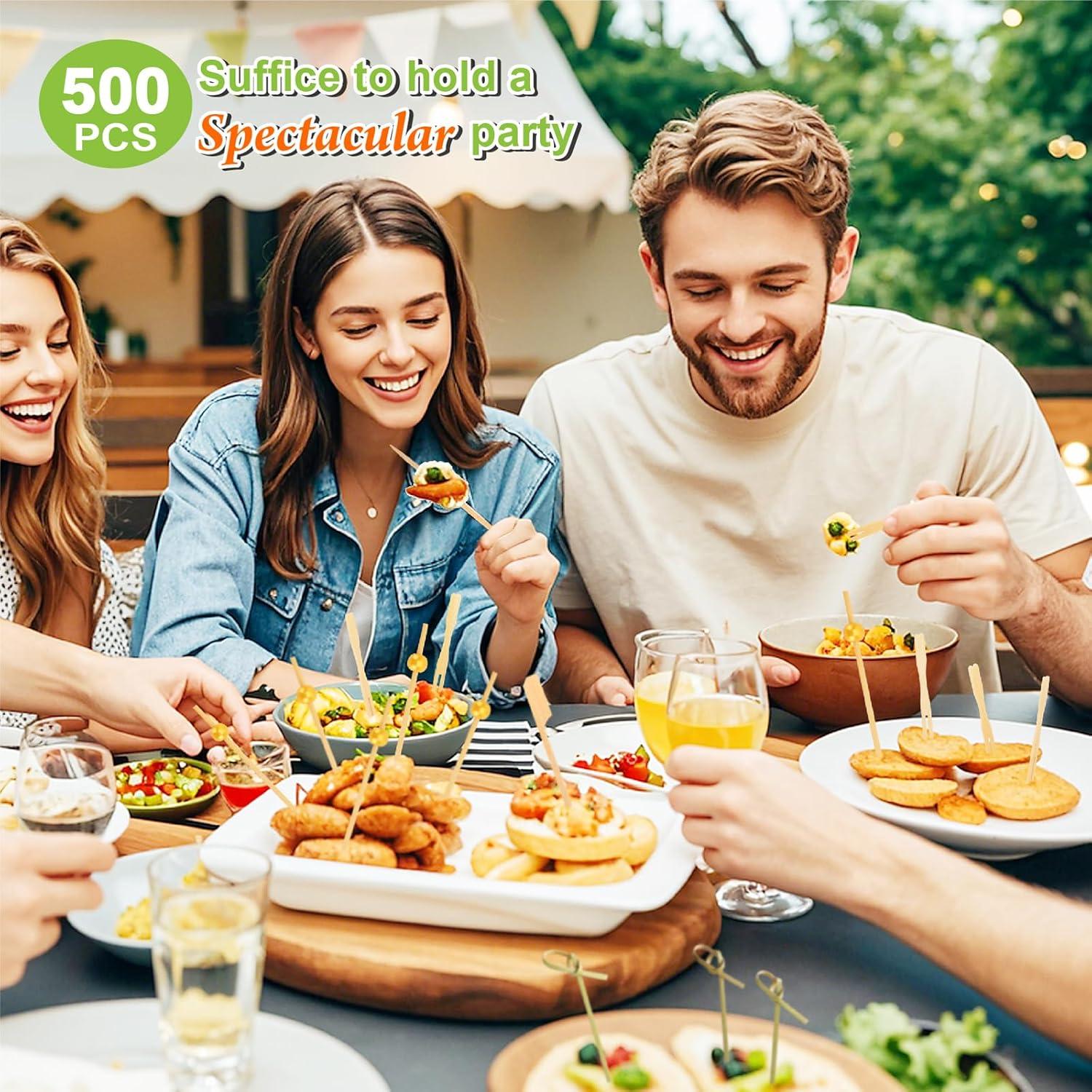 Kit de Palillos de Cóctel de Bambú 500PCS - 4 Estilos y 3 Tamaños