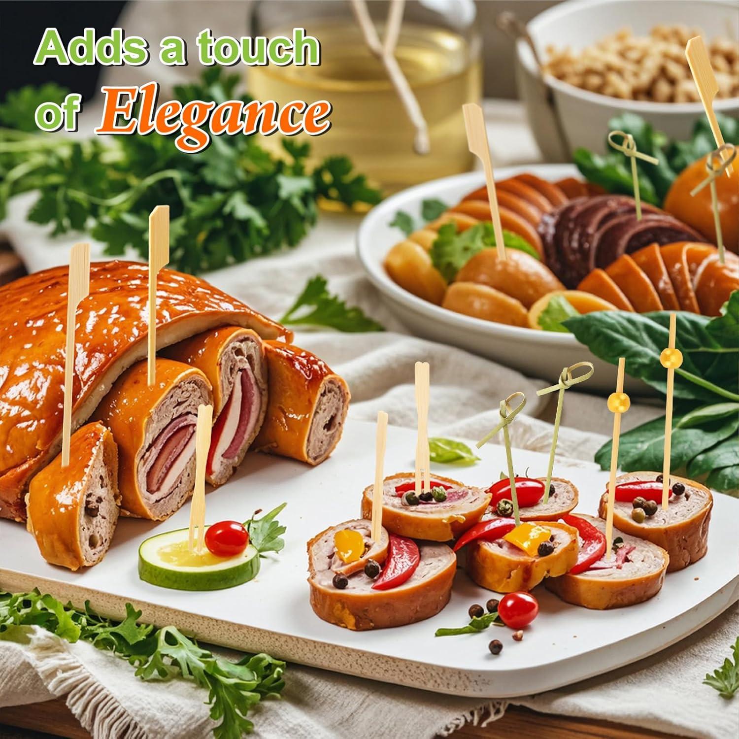 Kit de Palillos de Cóctel de Bambú 500PCS - 4 Estilos y 3 Tamaños