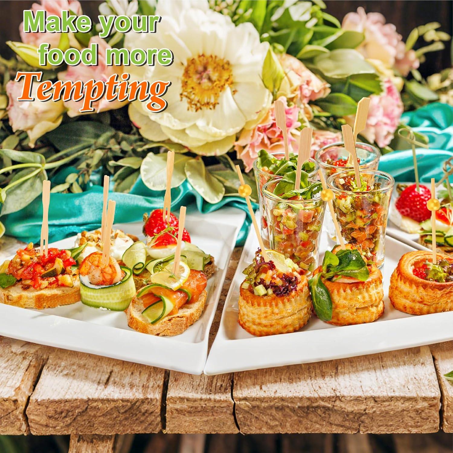 Kit de Palillos de Cóctel de Bambú 500PCS - 4 Estilos y 3 Tamaños