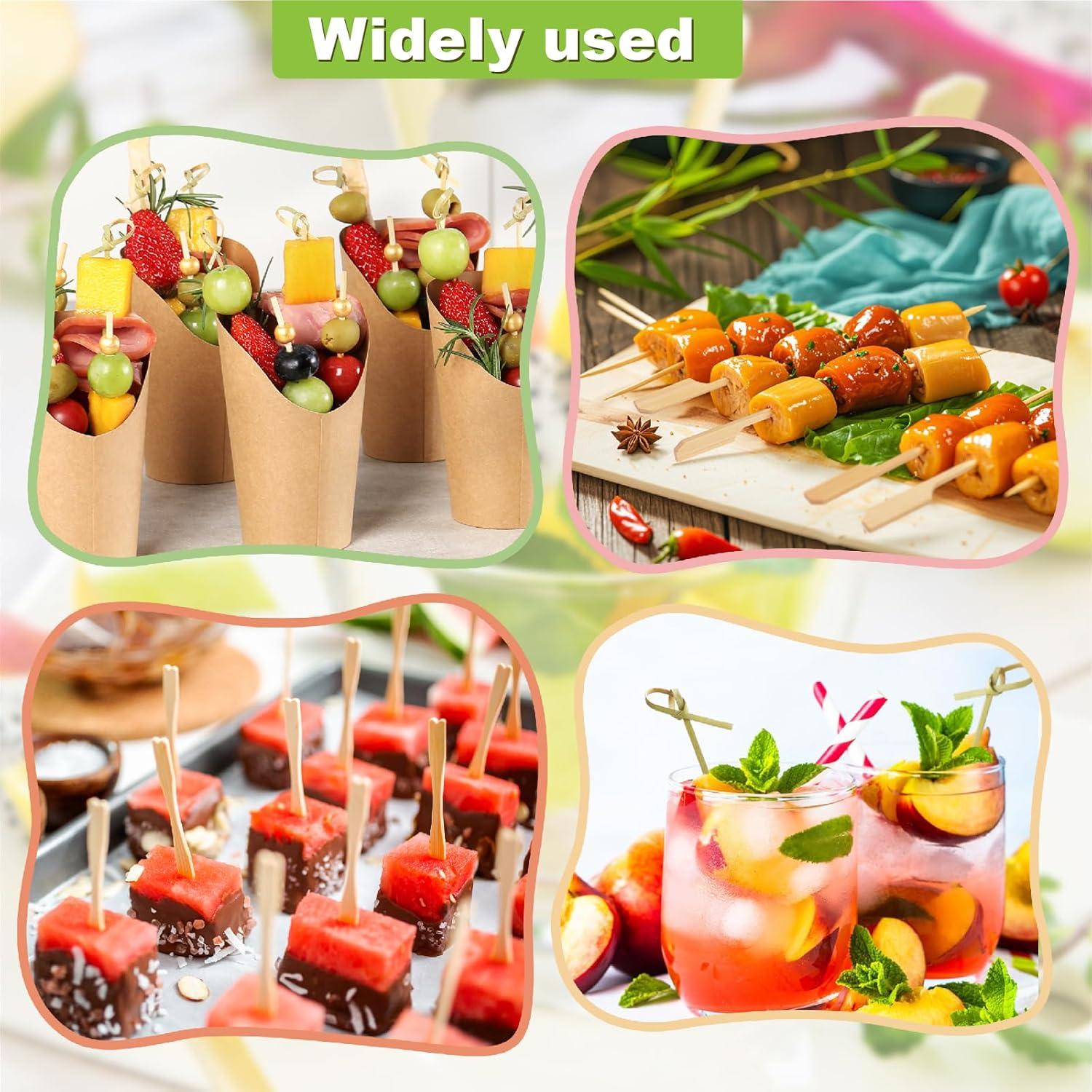 Kit de Palillos de Cóctel de Bambú 500PCS - 4 Estilos y 3 Tamaños