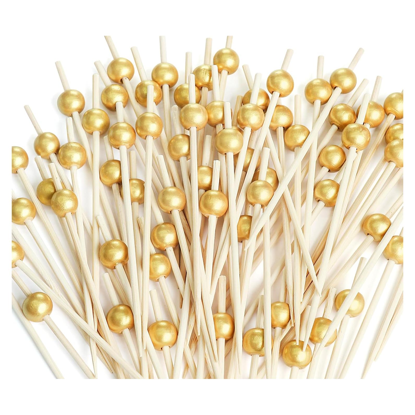 200 Palillos de Cóctel SEANSDA de Bambú 11.9 cm Dorados