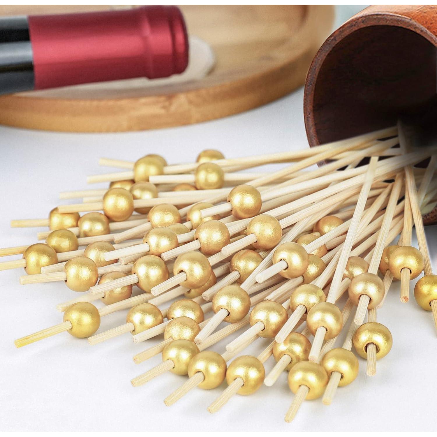 200 Palillos de Cóctel SEANSDA de Bambú 11.9 cm Dorados