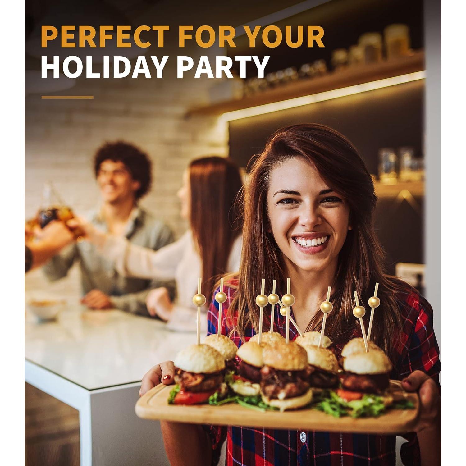 200 Palillos de Cóctel SEANSDA de Bambú 11.9 cm Dorados