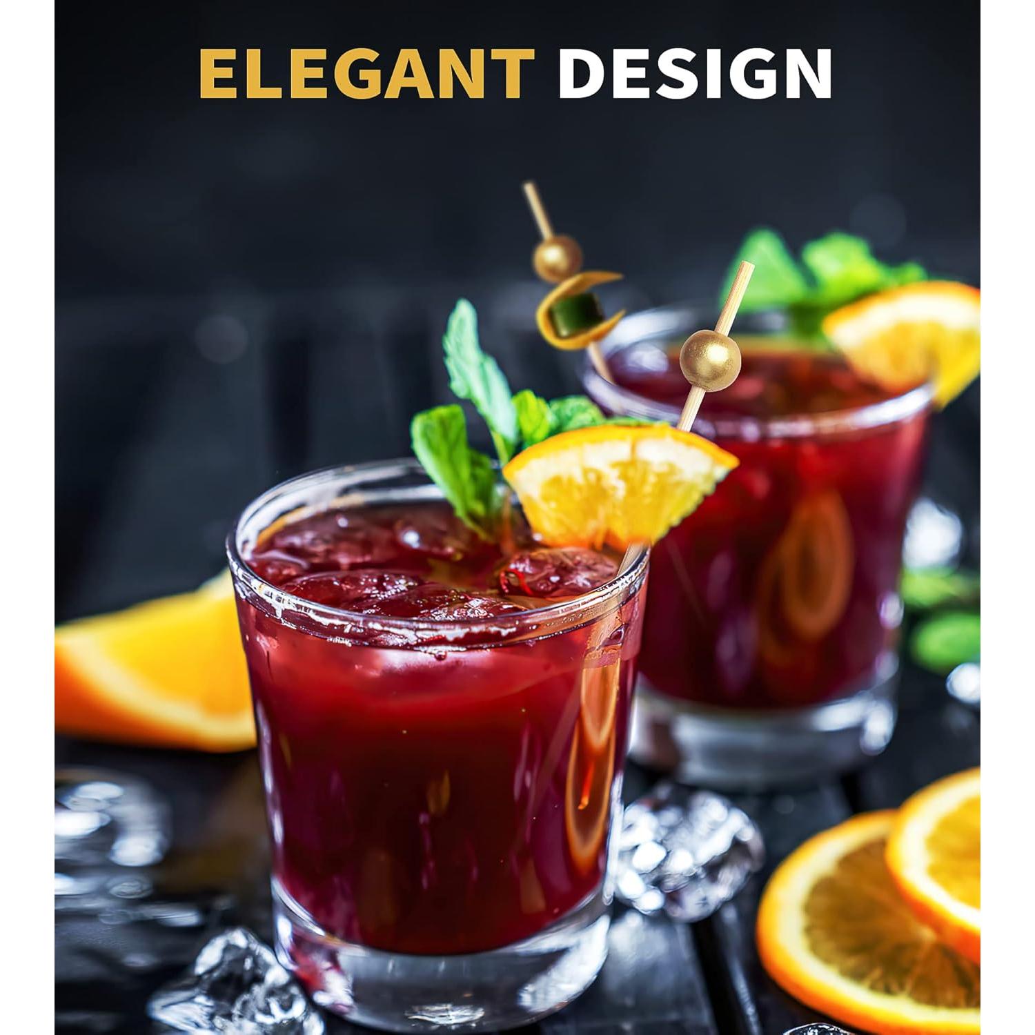 200 Palillos de Cóctel SEANSDA de Bambú 11.9 cm Dorados