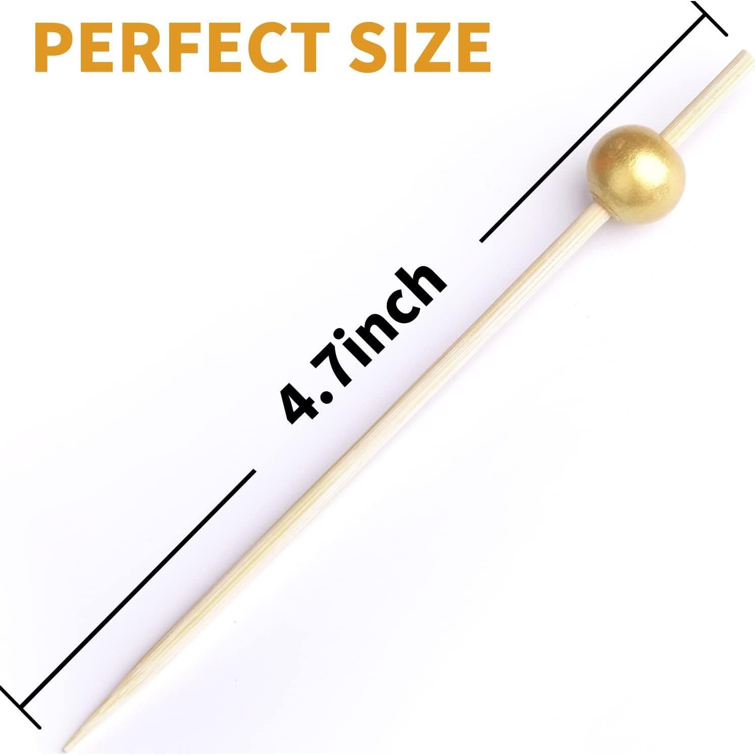 200 Palillos de Cóctel SEANSDA de Bambú 11.9 cm Dorados