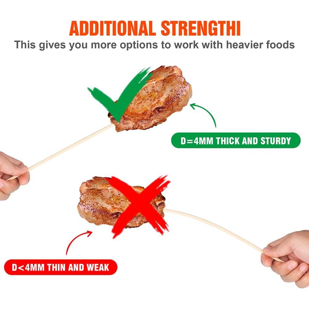 400 Pinchos de Madera de Bambú 30 cm Newflager Ecológicos