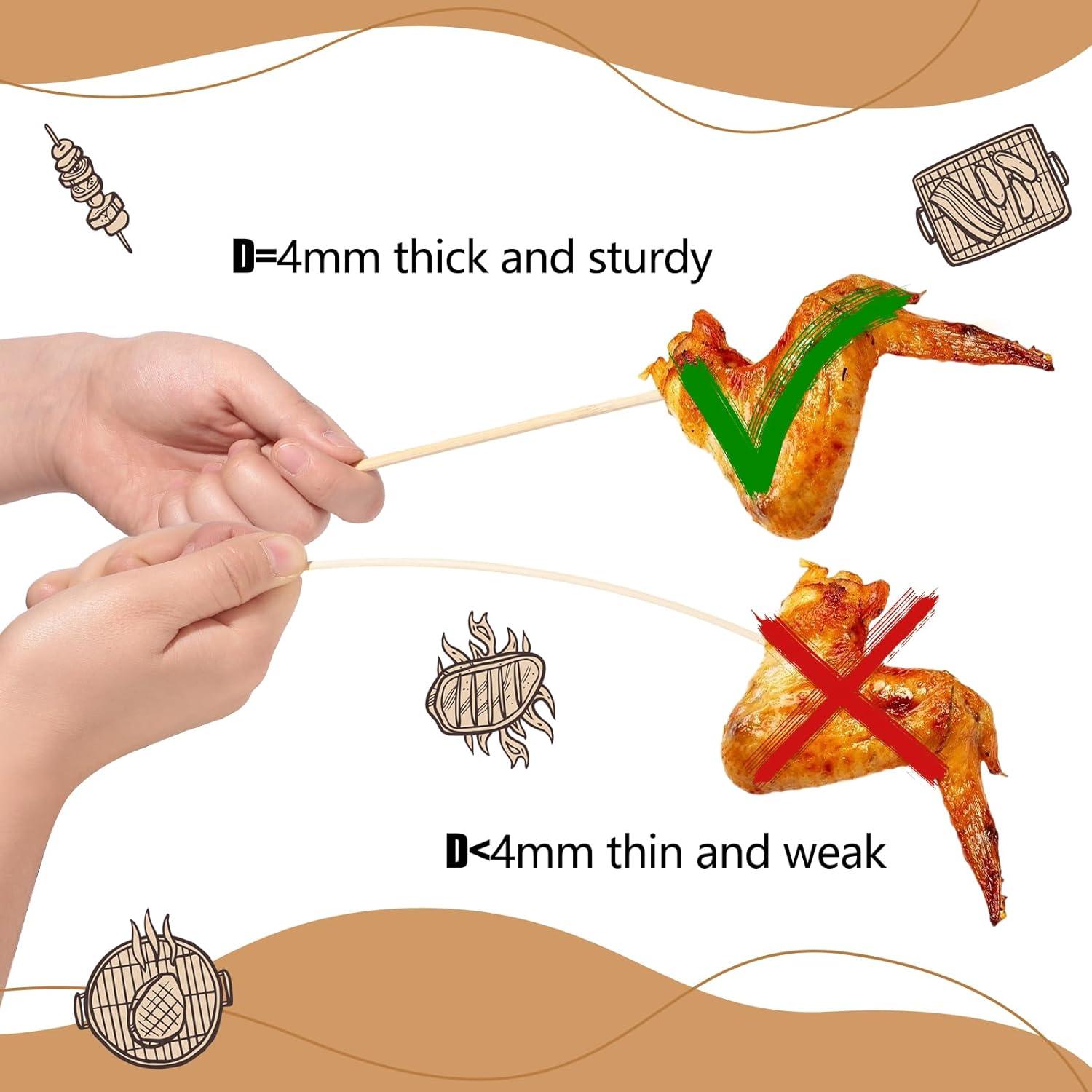 300 Palitos de Bambú 40 cm WSICSE para Asar y Manualidades