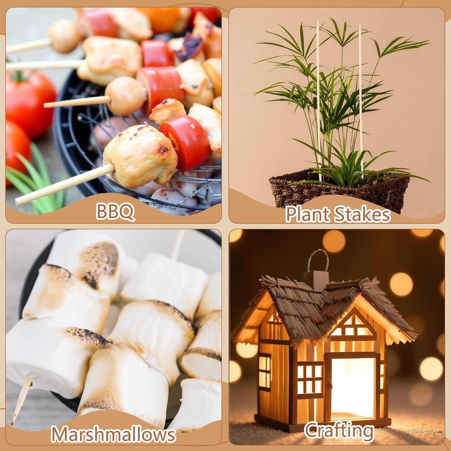 300 Palitos de Bambú 40 cm WSICSE para Asar y Manualidades