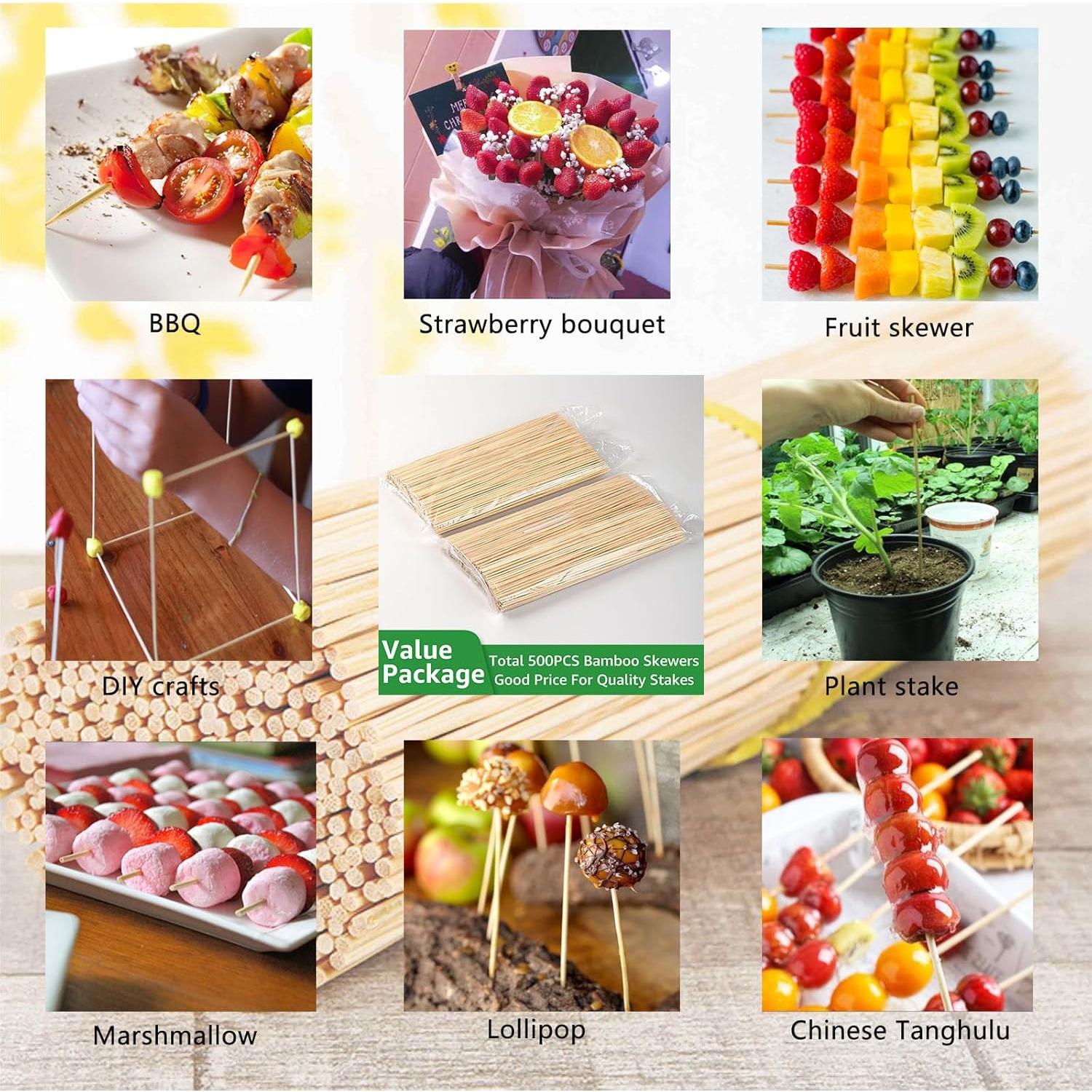 Acrux7 Palitos de Bambú Natural 40 cm 500 Pcs para Asar