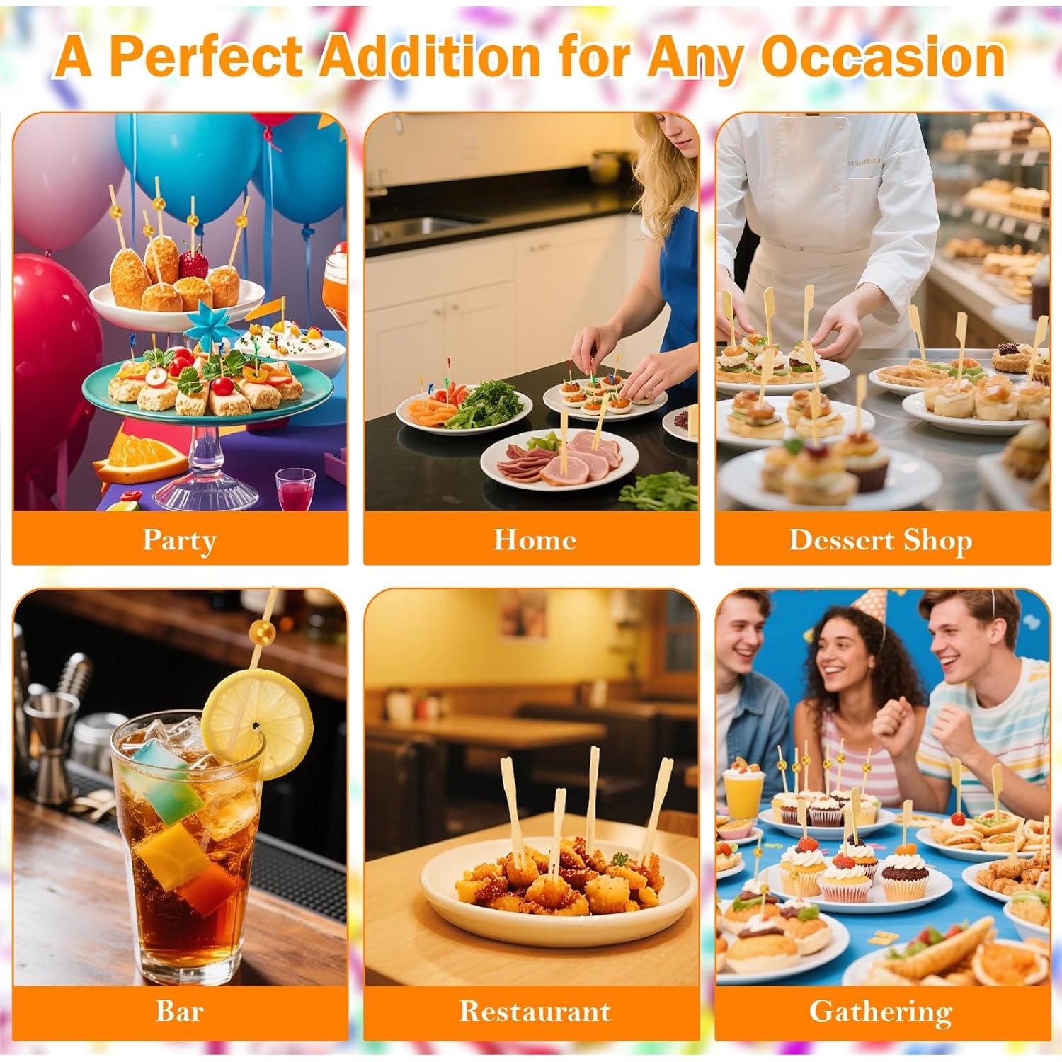 800 Palillos de Cóctel de Bambú DOUDOULE - 6.6 a 11.9 cm