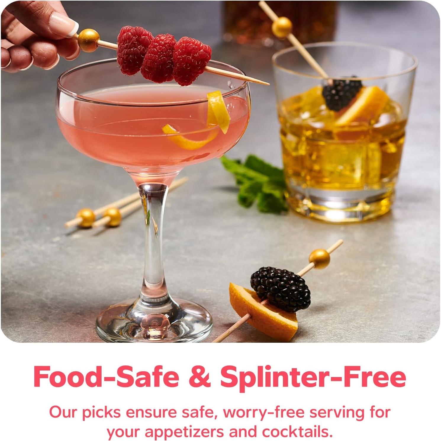 Palillos de Madera GUSTO 150 Piezas 11.94 cm Perla Dorada