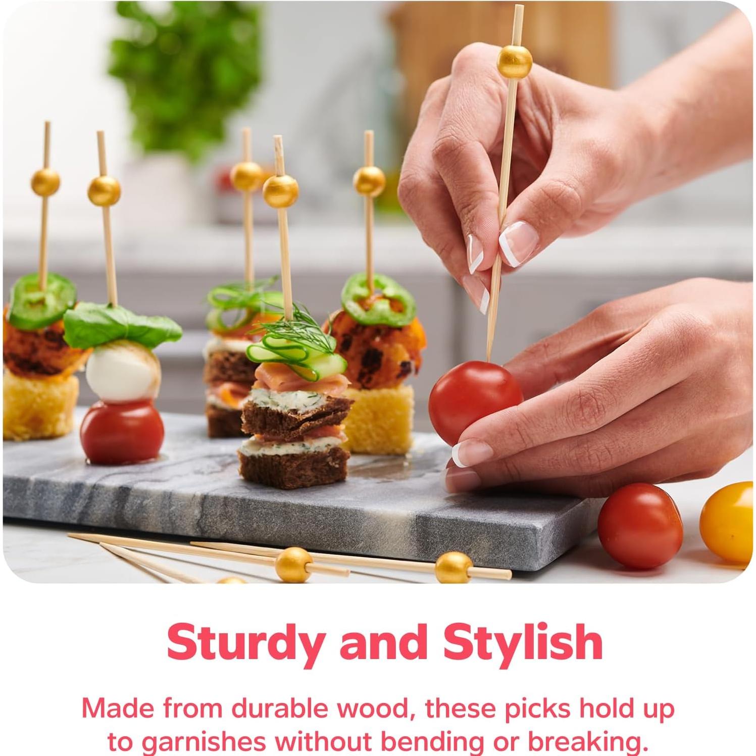 Palillos de Madera GUSTO 150 Piezas 11.94 cm Perla Dorada