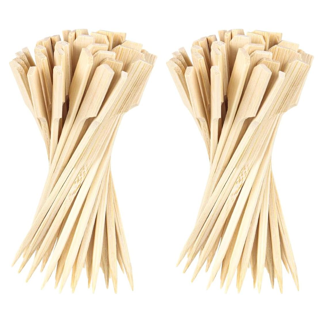 100 Pinchos de Bambú 12cm para BBQ y Cócteles - Yuntop