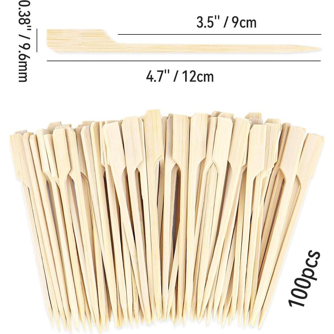 100 Pinchos de Bambú 12cm para BBQ y Cócteles - Yuntop