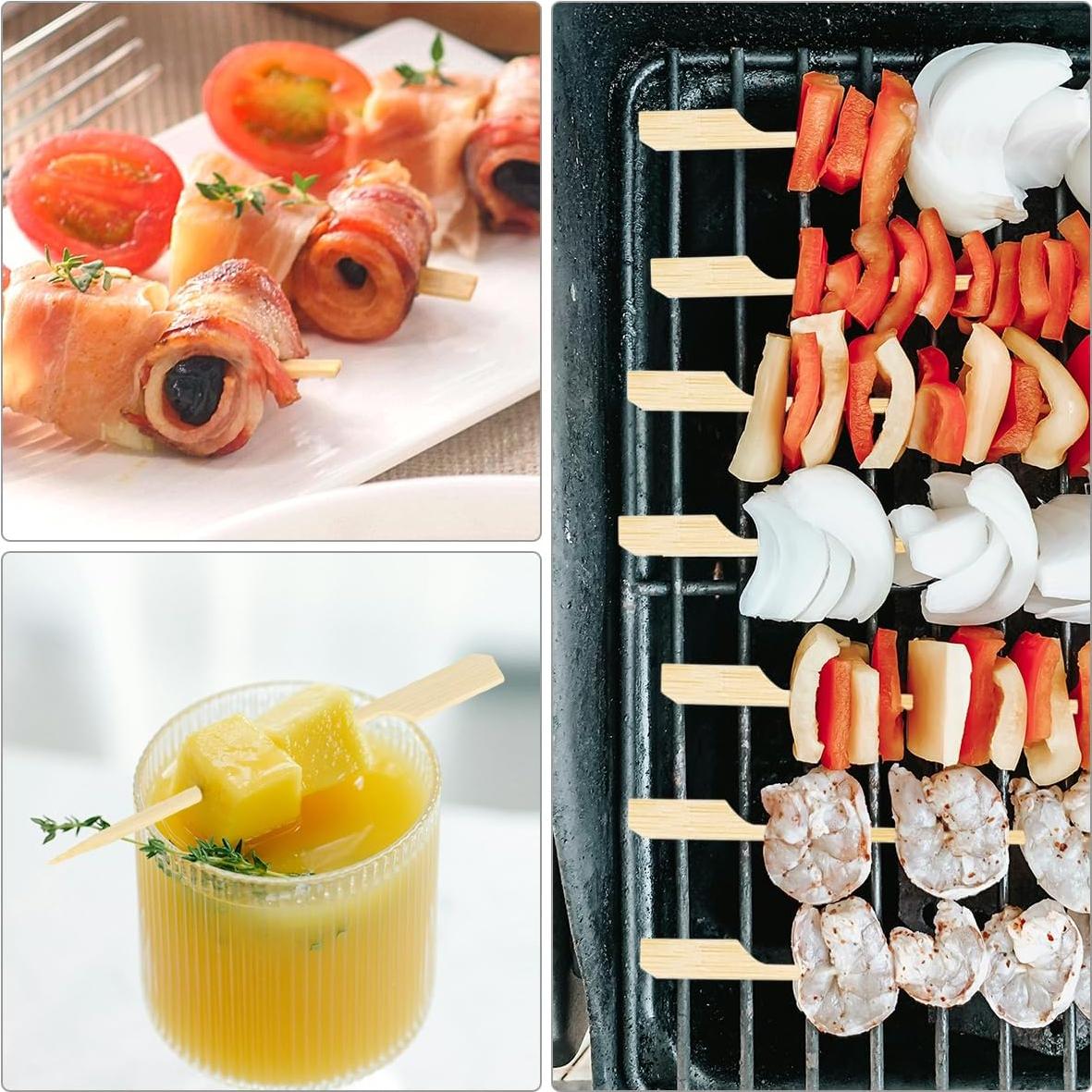 100 Pinchos de Bambú 12cm para BBQ y Cócteles - Yuntop