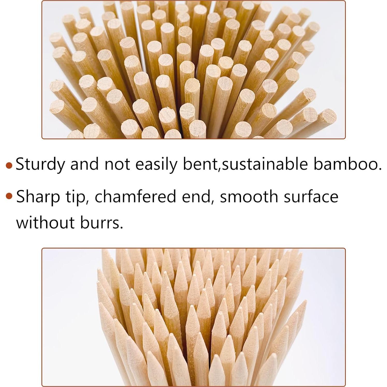 Pinchos de Madera de Bambú Natural KTOJOY 30 cm 100 Pcs