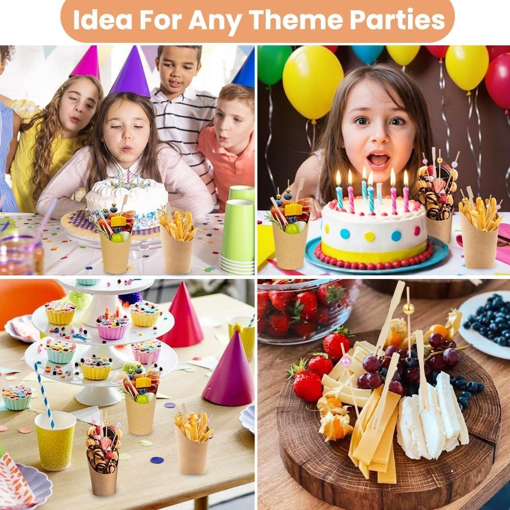 420 Palillos de Cóctel de Bambú DIYDEC - 6 Estilos Coloridos