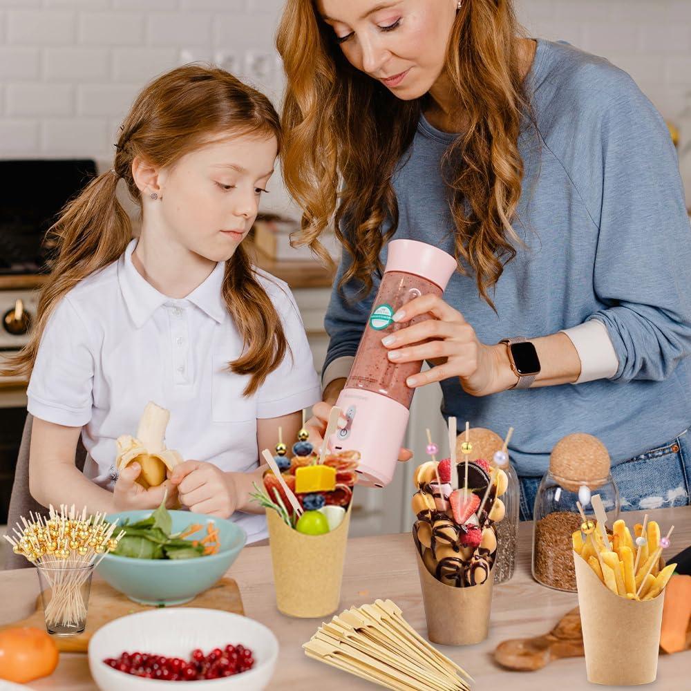 420 Palillos de Cóctel de Bambú DIYDEC - 6 Estilos Coloridos