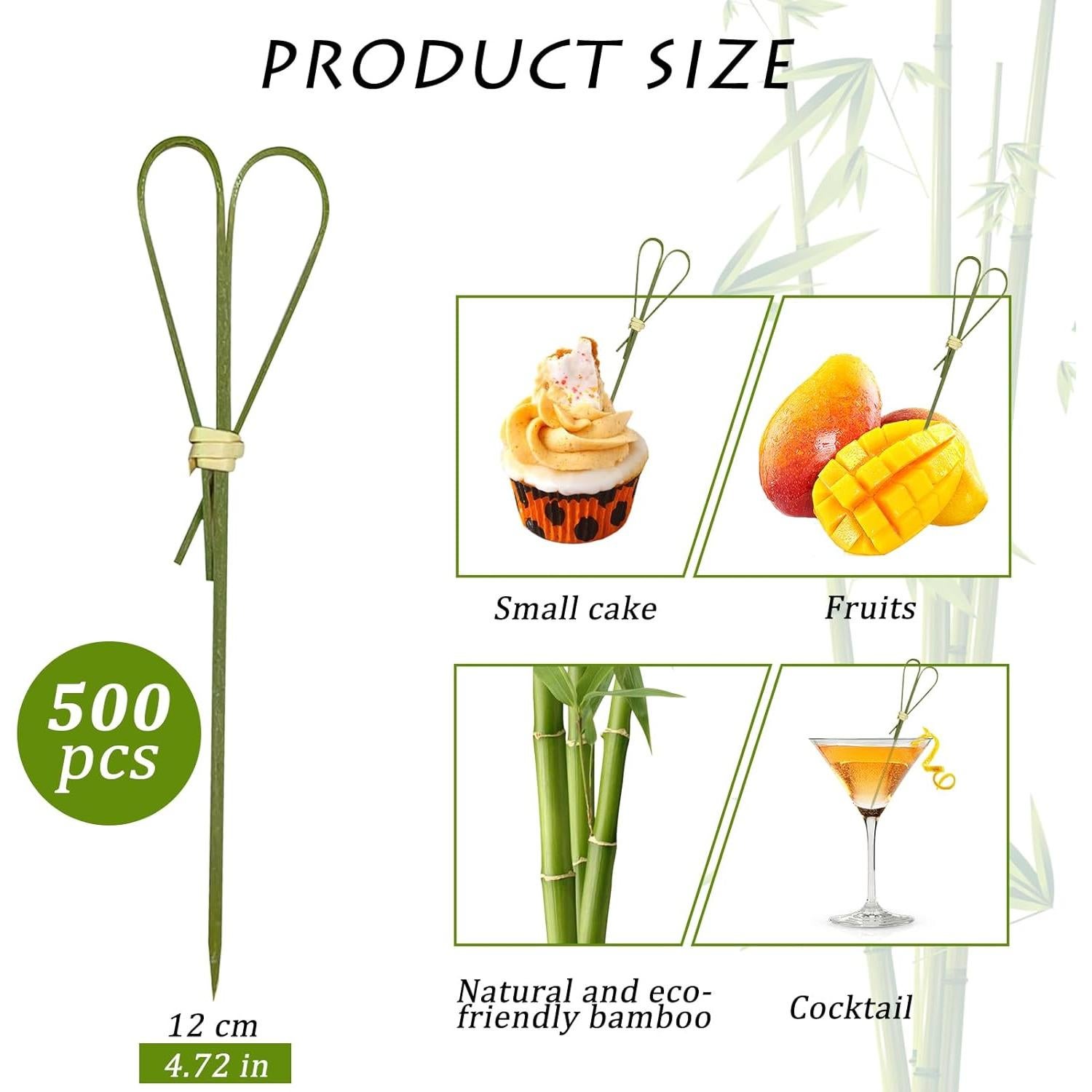 500 Palitos de Bambú Corazón 11.94 cm Gdpaddy para Aperitivos