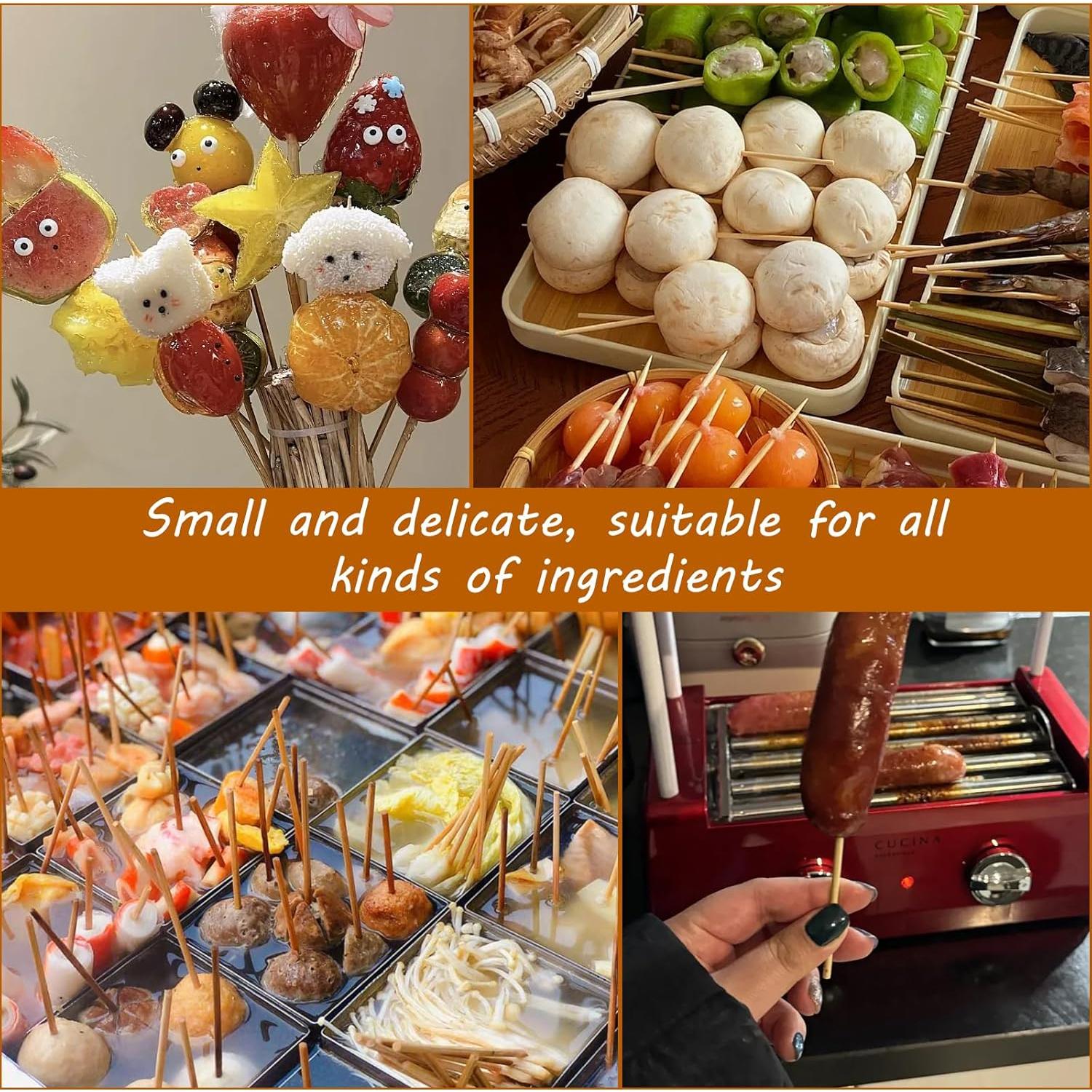 Pinchos de Madera de Bambú Natural 15 cm 100 Pcs para BBQ y Aperitivos