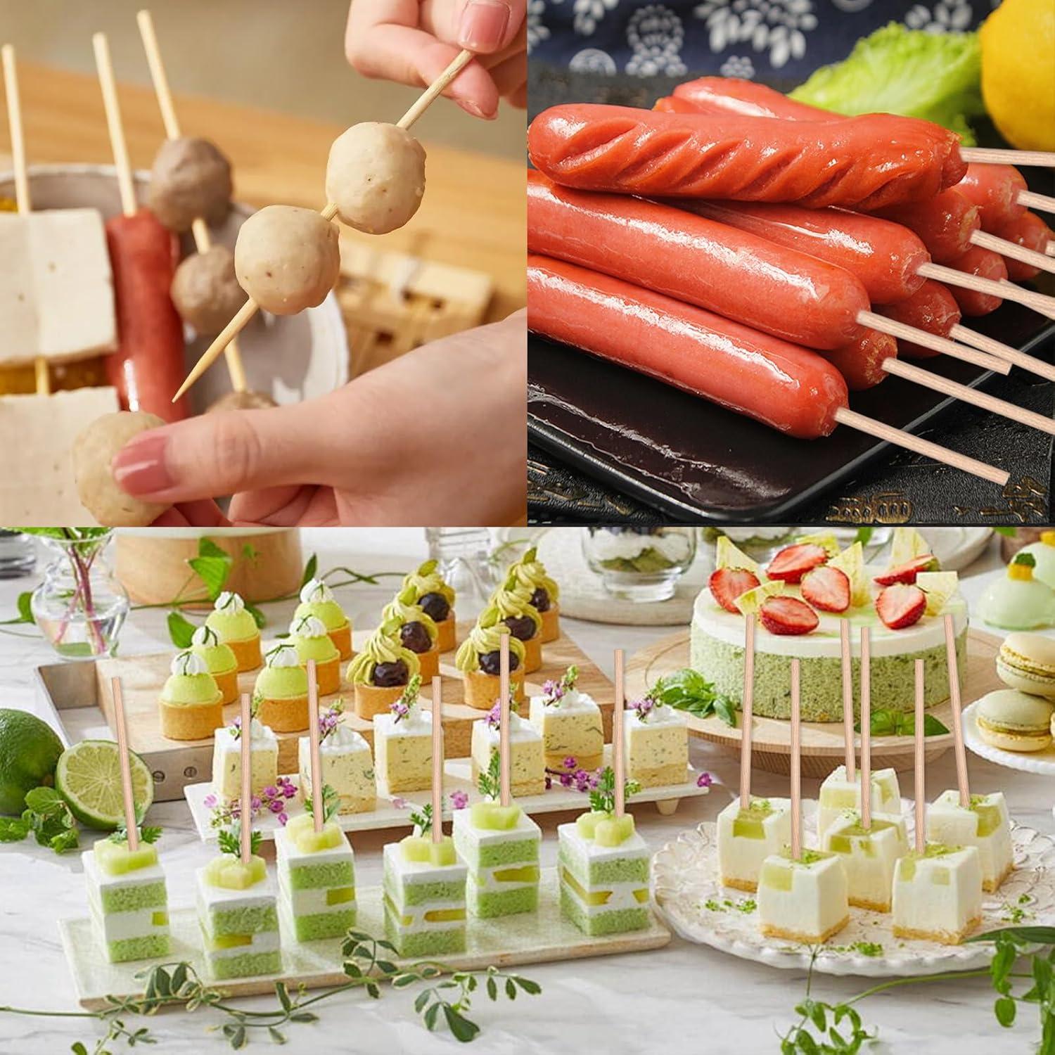 Pinchos de Madera de Bambú Natural 15 cm 100 Pcs para BBQ y Aperitivos