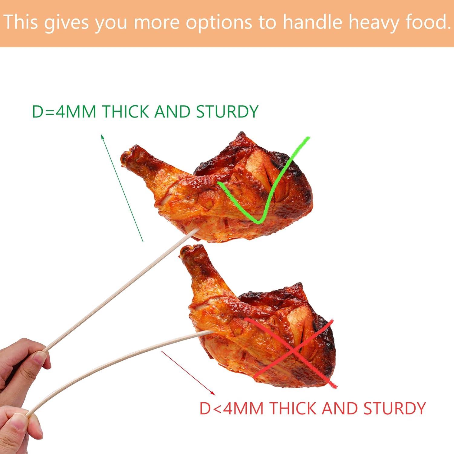 Pinchos de Madera de Bambú Natural 15 cm 100 Pcs para BBQ y Aperitivos