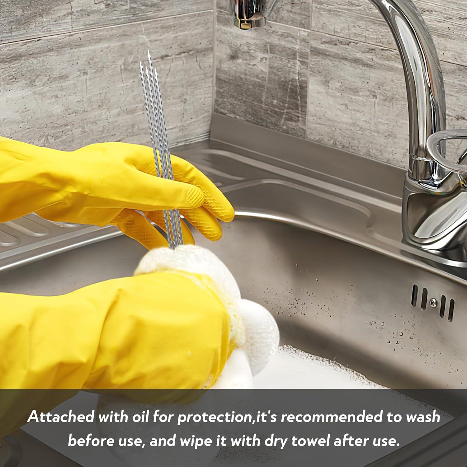 Pinchos de Barbacoa BigOtters 100PCS Acero Inoxidable 34cm