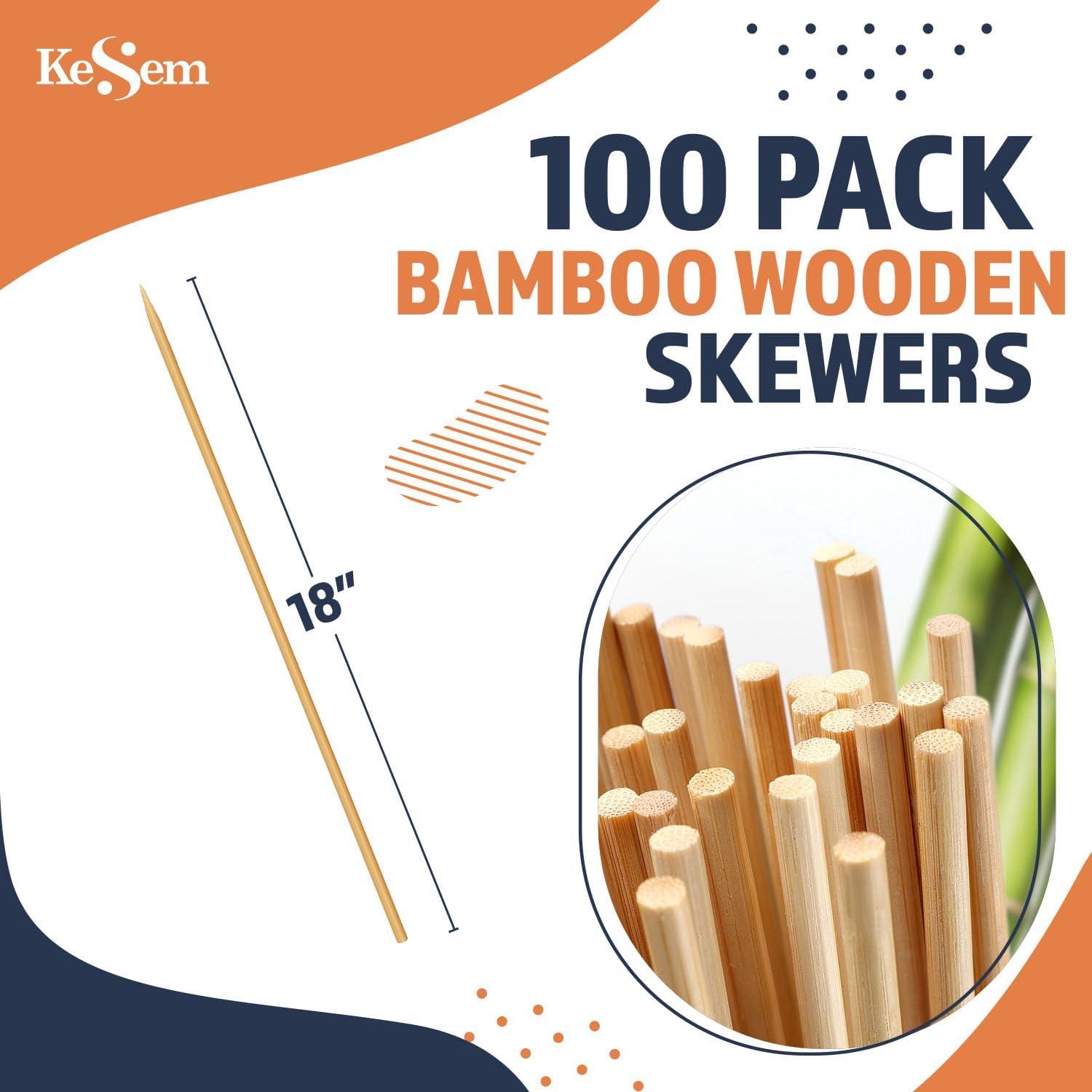 100 Palitos de Bambú 45.72 cm KESEM para BBQ y S'mores