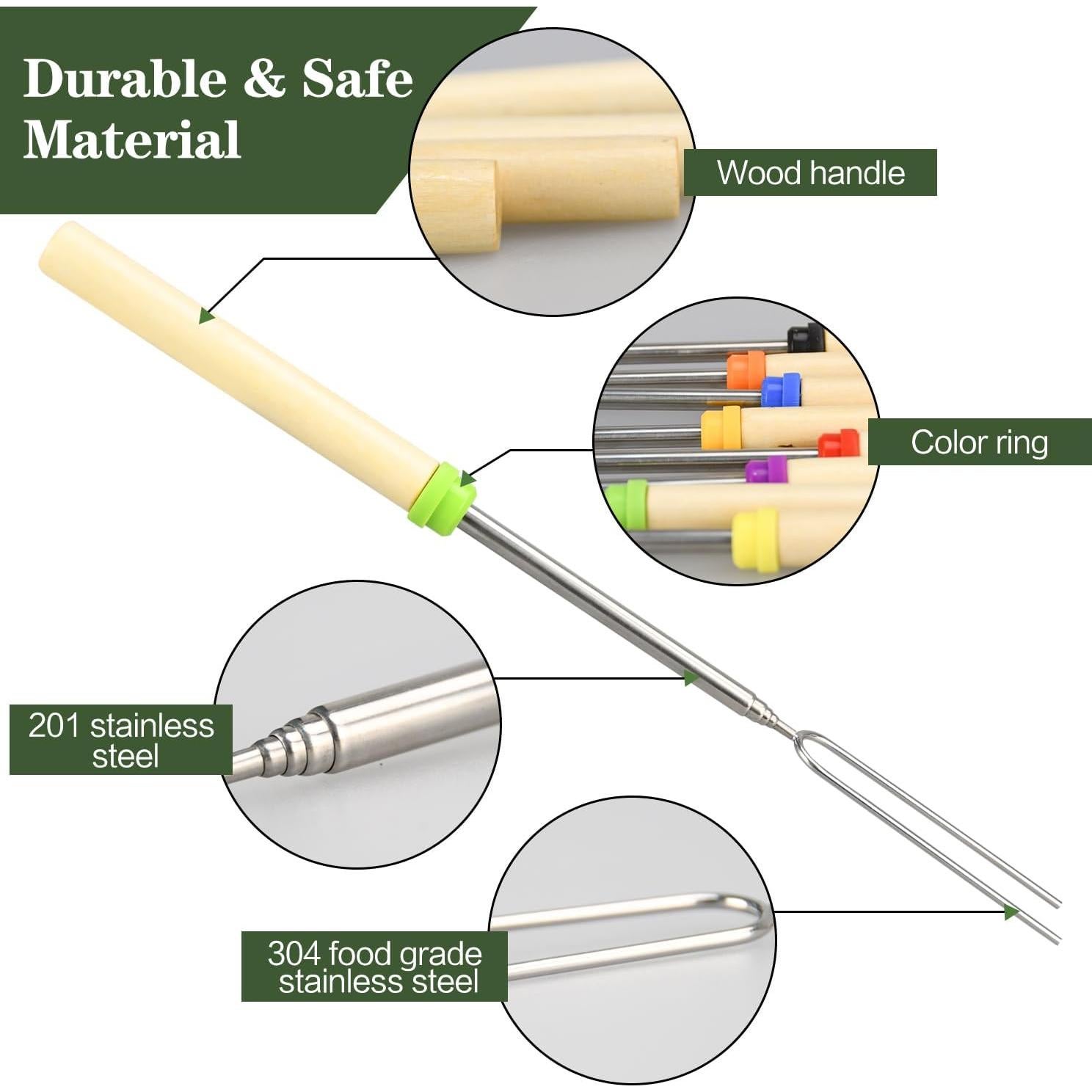 Paquete de 5 Palos para Asar Malvaviscos DkOvn 81cm