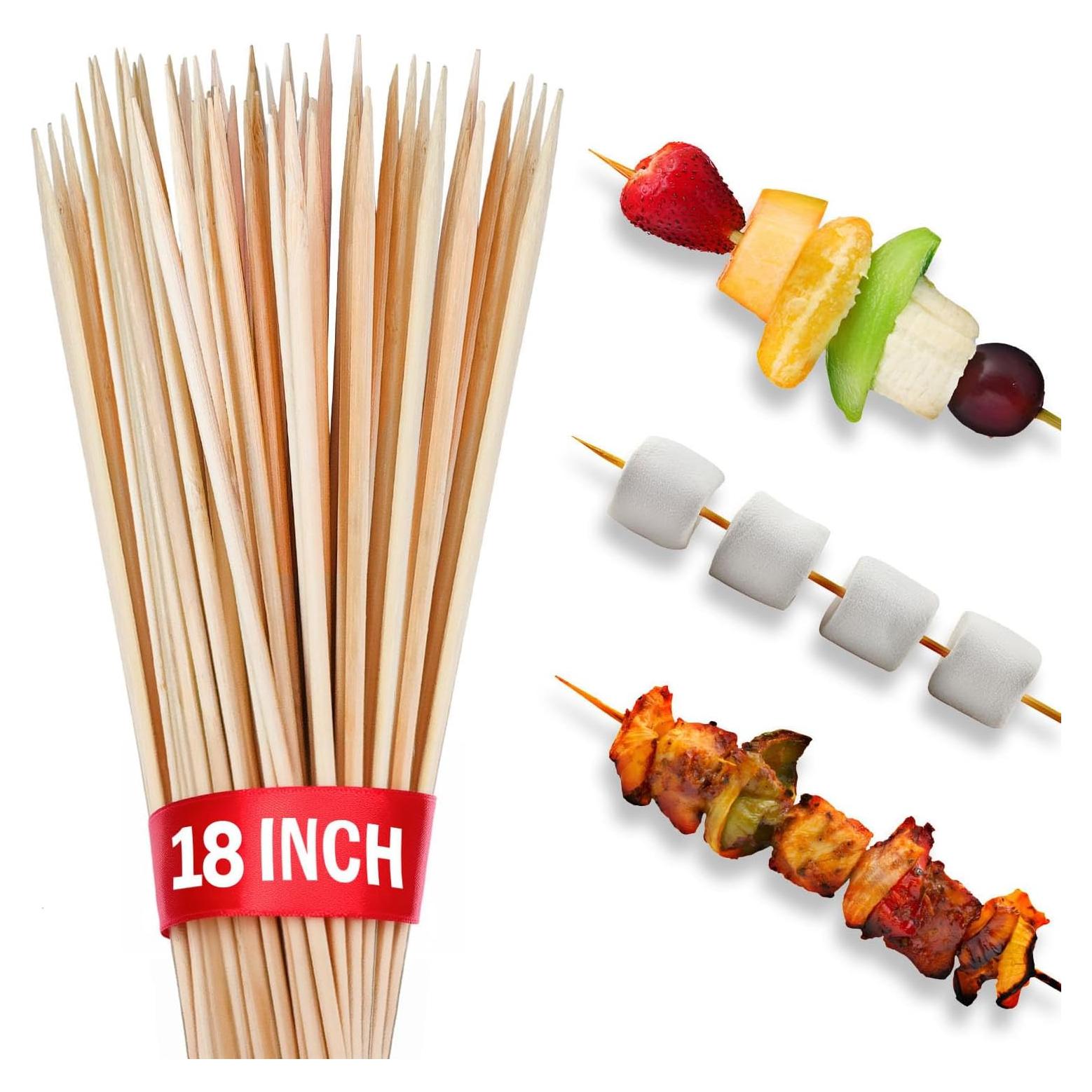 100 Palitos de Bambú 45.72 cm para BBQ y Manualidades KT Deals