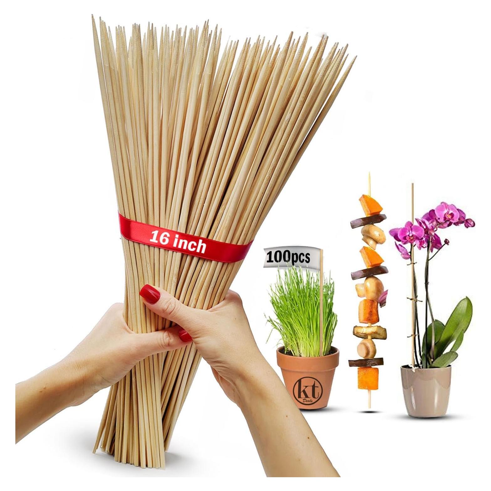 Paquete de 100 estacas de bambú 40.64 cm para plantas KT Deals
