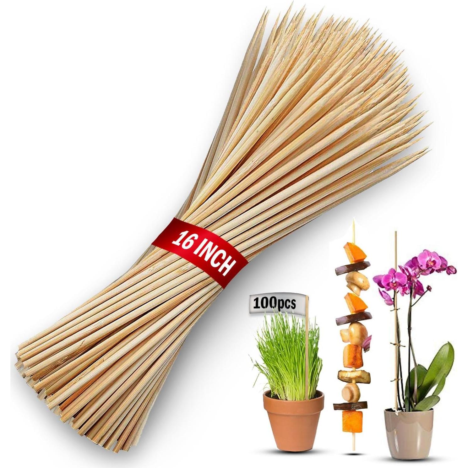 Paquete de 100 estacas de bambú 40.64 cm para plantas KT Deals